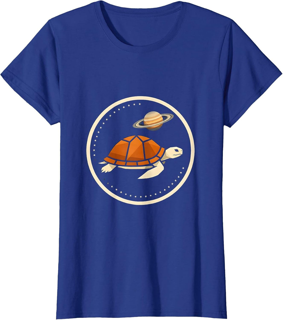 Women's Astronaut Turtle Drifting Through Outer Space T-Shirt - Royal Blue