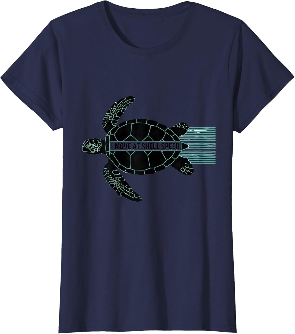 Women's I Move At Shell Speed Funny Sea Turtle Ocean Animal Lover T-Shirt - Navy Blue