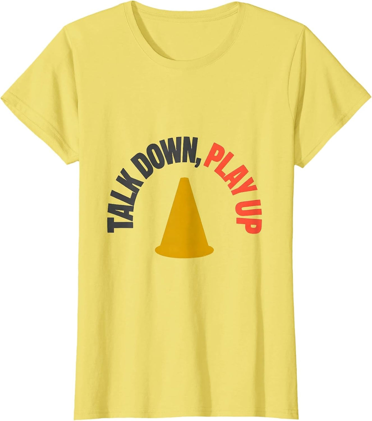 Women's Talk Down, Play Up PE Teacher Back To School Gym Class Pride T-Shirt - Lemon Yellow