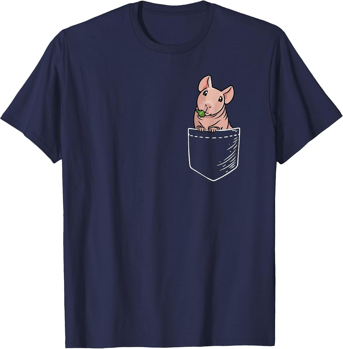 Funny Kawaii Kids Pet Pocket Hairless Guinea Pig Lover T-Shirt - Navy Blue