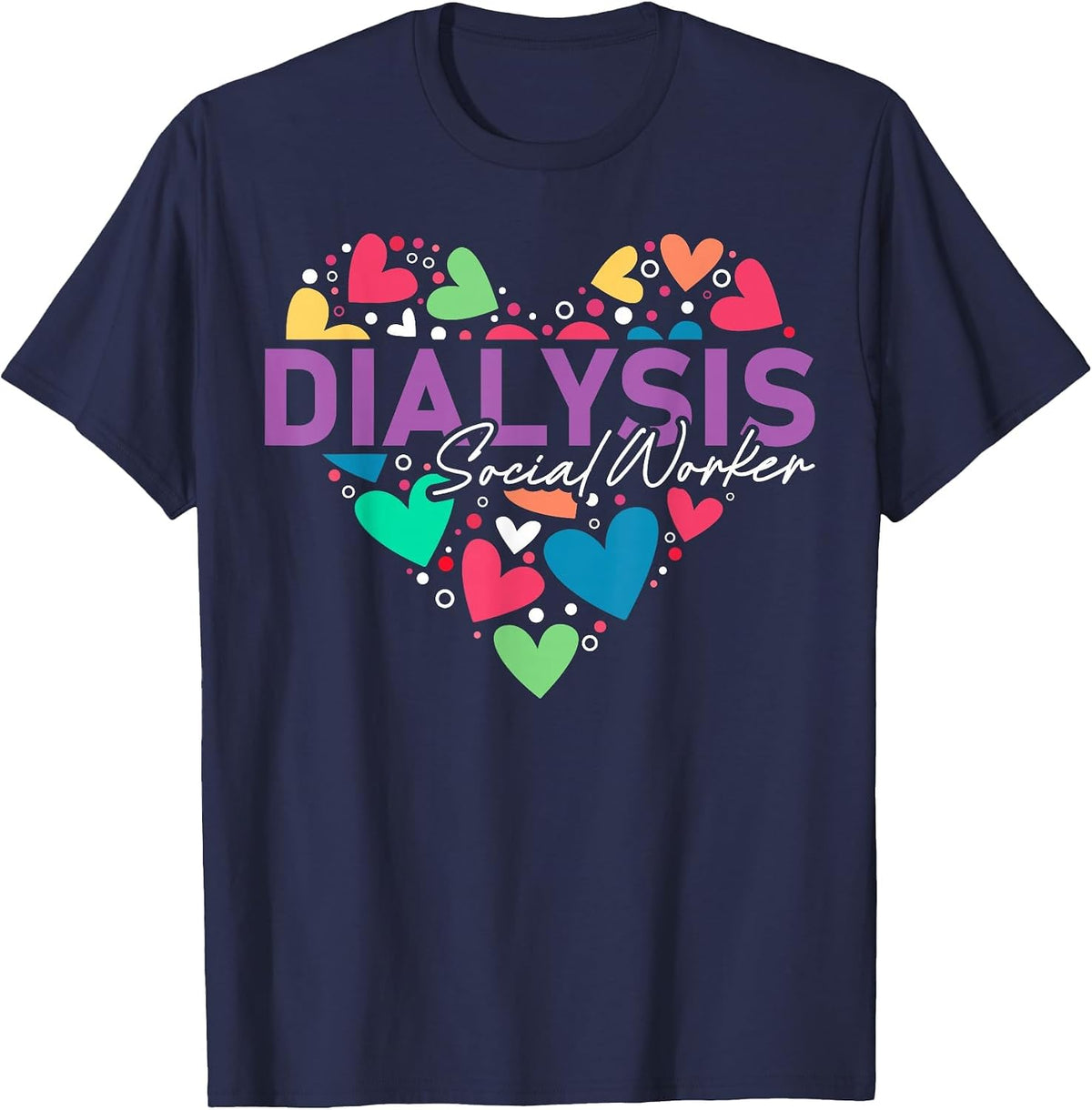 Cute Dialysis Social Worker Heart T-Shirt - Navy Blue