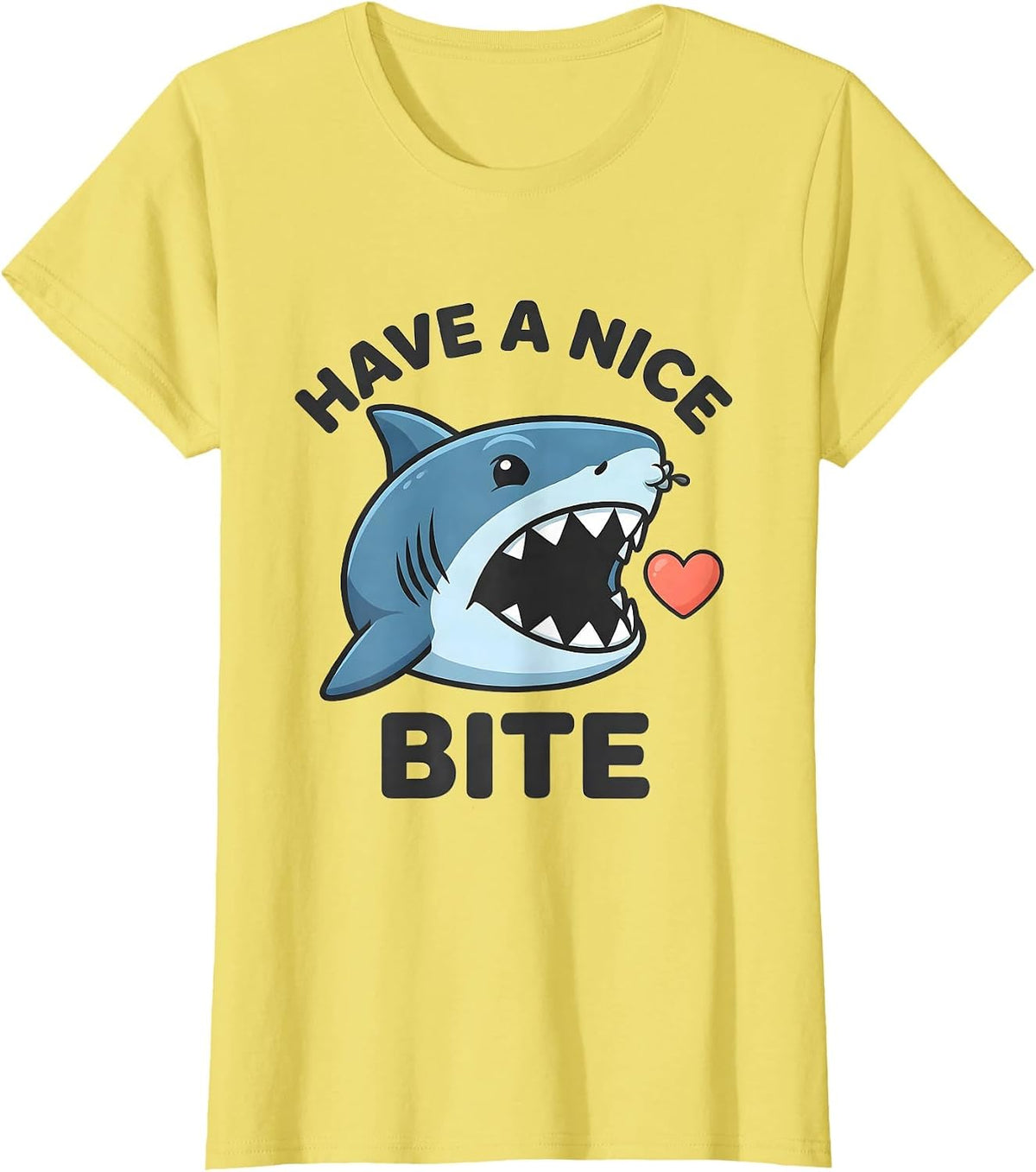 Have A Nice Bite Cute Kawaii Shark Lover Wildlife Humor T-Shirt - Lemon Yellow