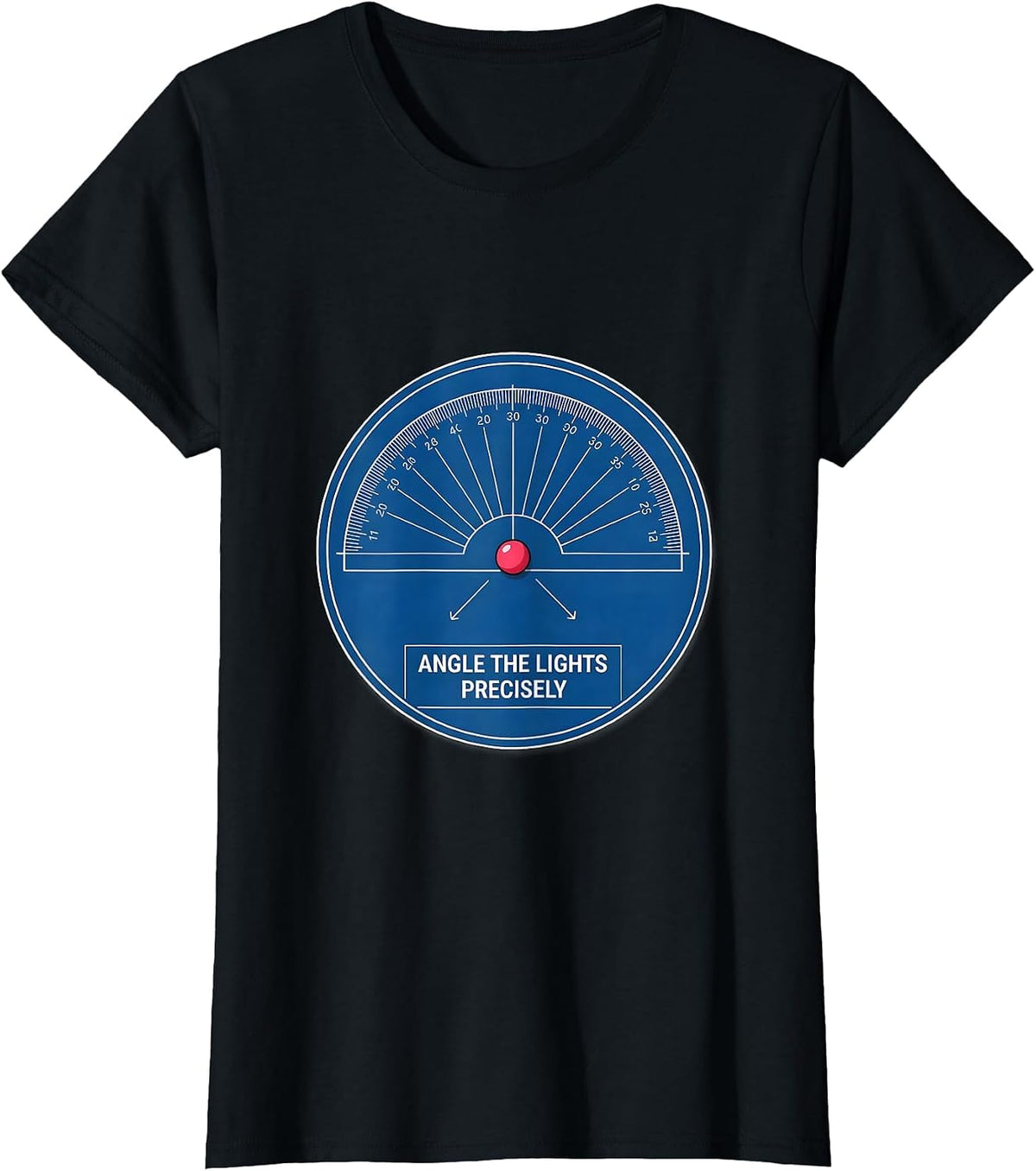 Women's Angle The Lights Precisely Technical Blueprint Math Teacher T-Shirt - Black