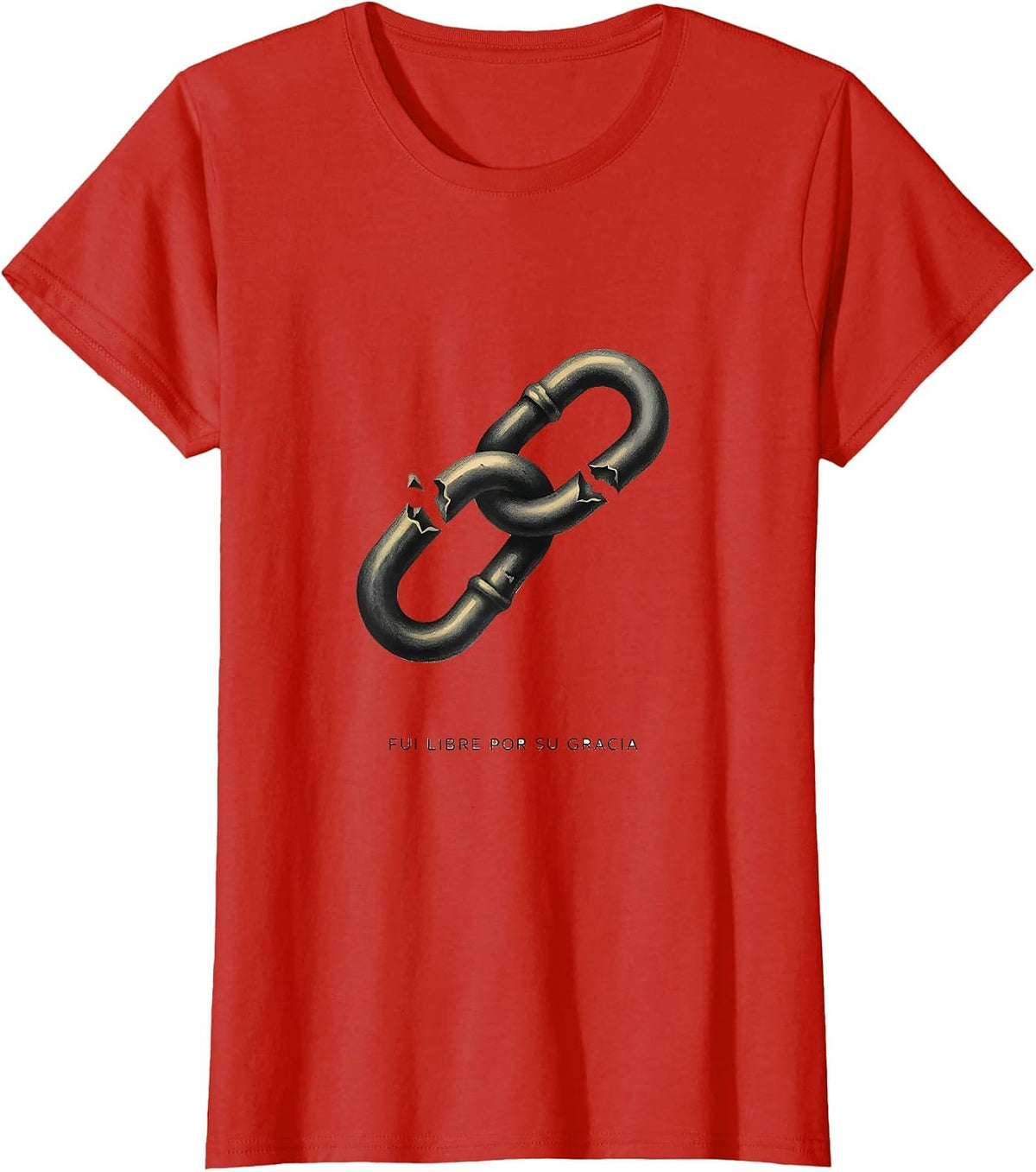 Women's Fui Libre Por Su Gracia Spanish Christian Faith Bible Verse T-Shirt - Red