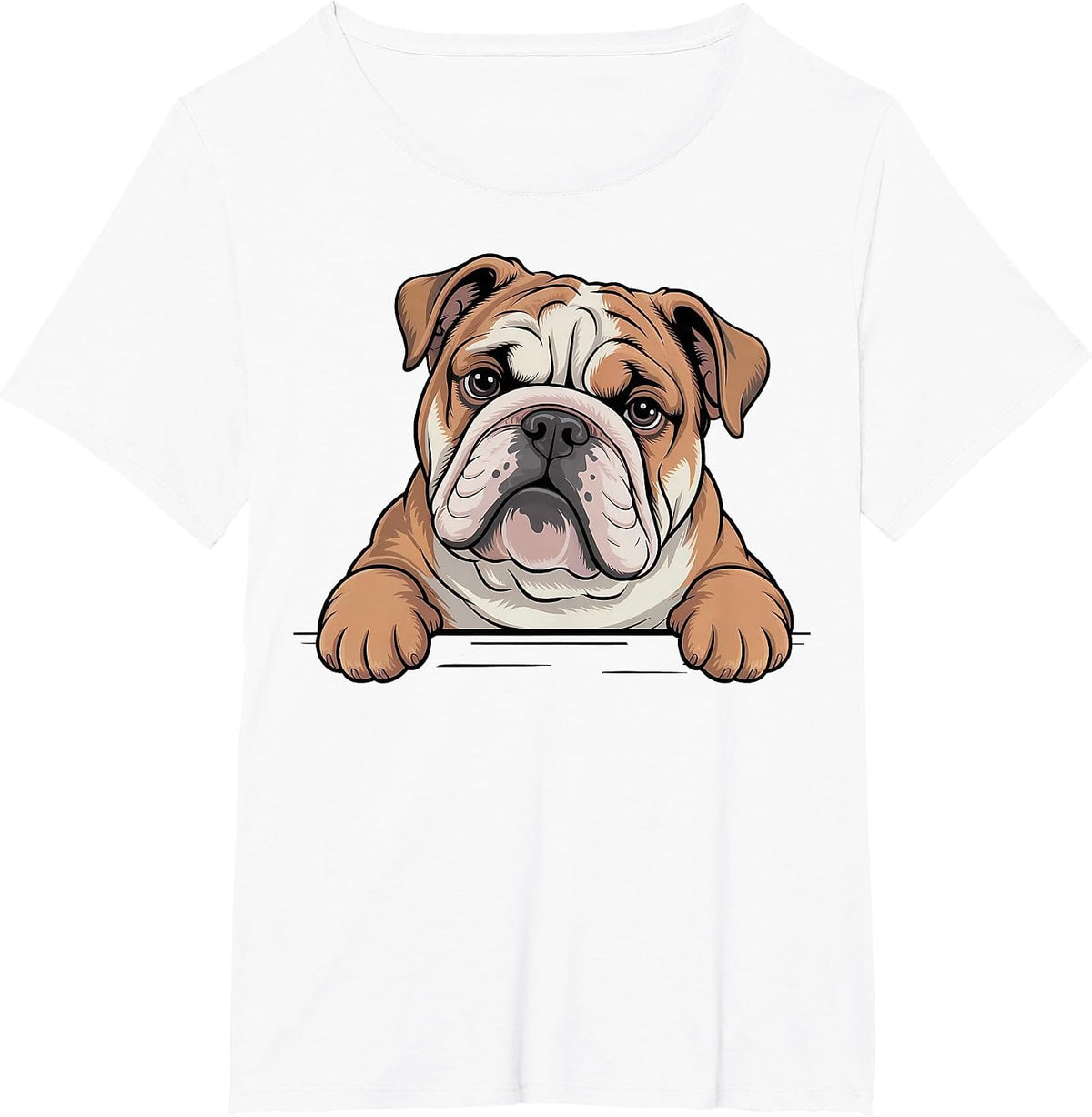 English Bulldog Funny Peeking Pocket Puppy Dog Lover T-Shirt - White