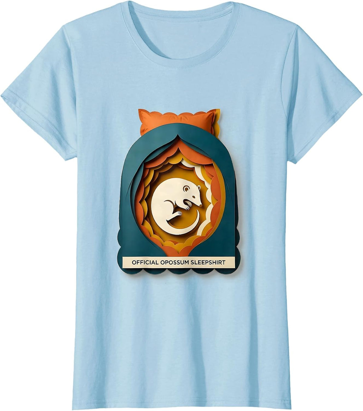 Official Opossum Sleepshirt Cute Animal Lover Pajama Humor T-Shirt - Baby Blue