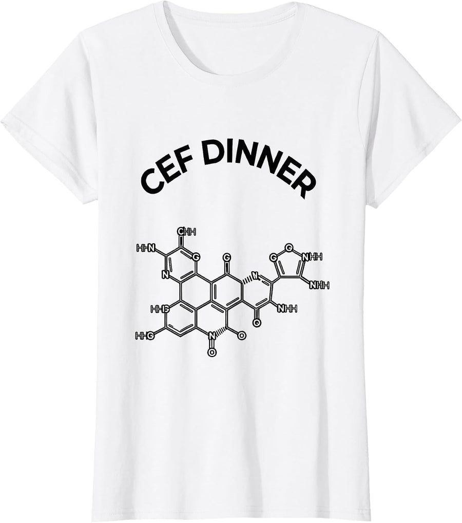 Women's Cef Dinner Thin-Line Cephalosporin Molecule Chemistry Pharma T-Shirt - White