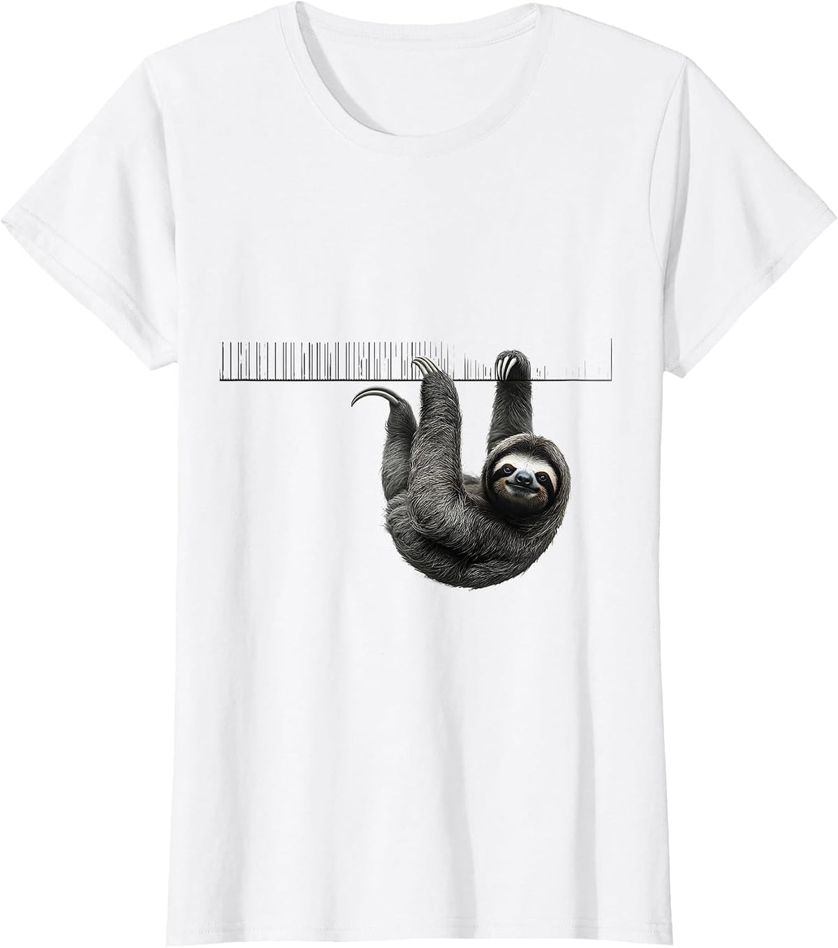 Ruler Sloth Minimalist Funny Sloth Lover Gift T-Shirt - White