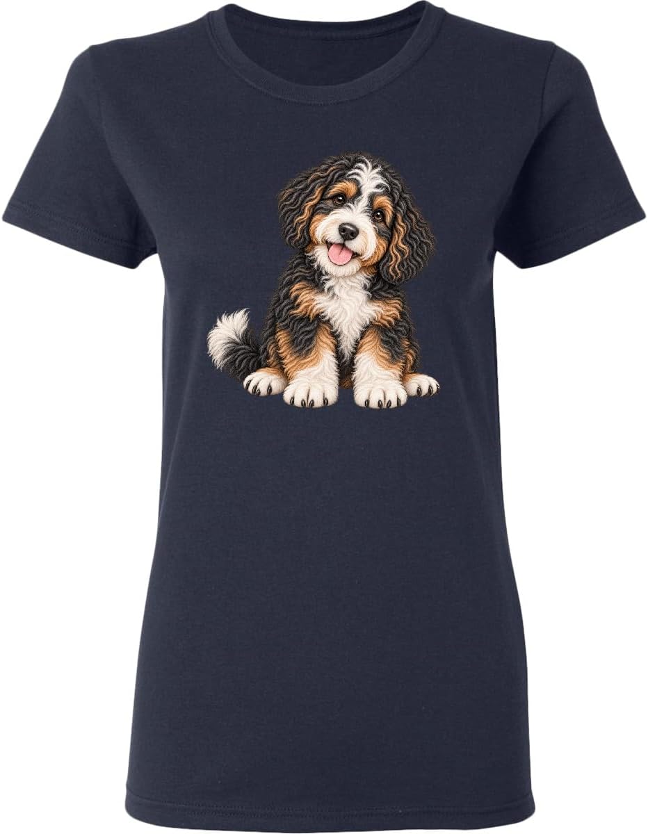 inktastic Bernedoodle Puppy Women's T-Shirt - Navy Blue