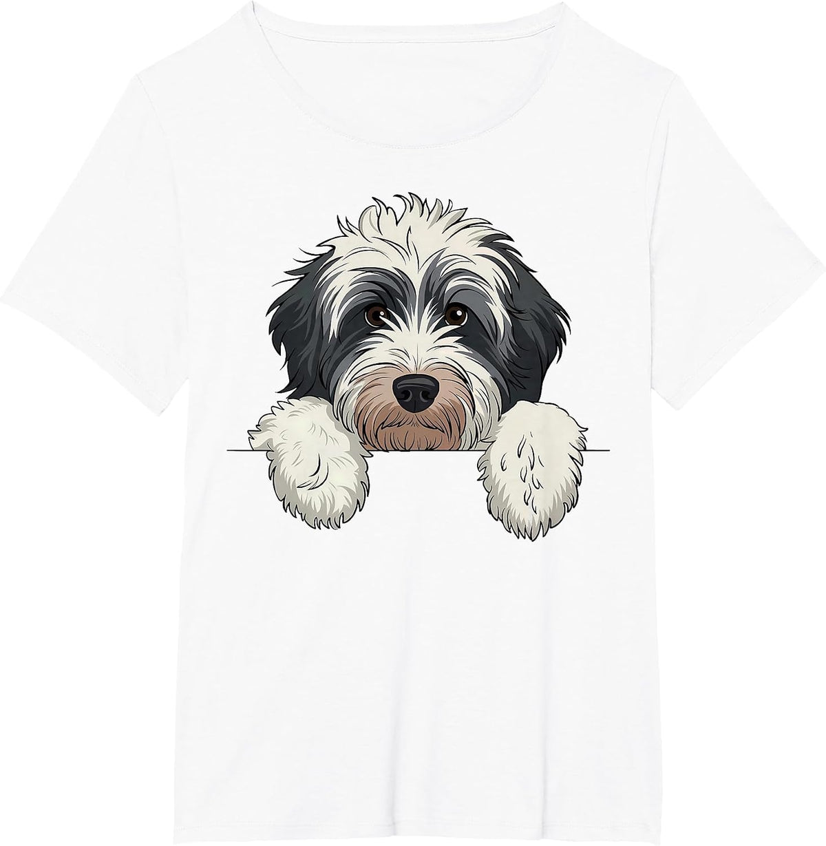 Cute Bernedoodle Peeking Doodle Puppy Dog Lover Men Women T-Shirt - White