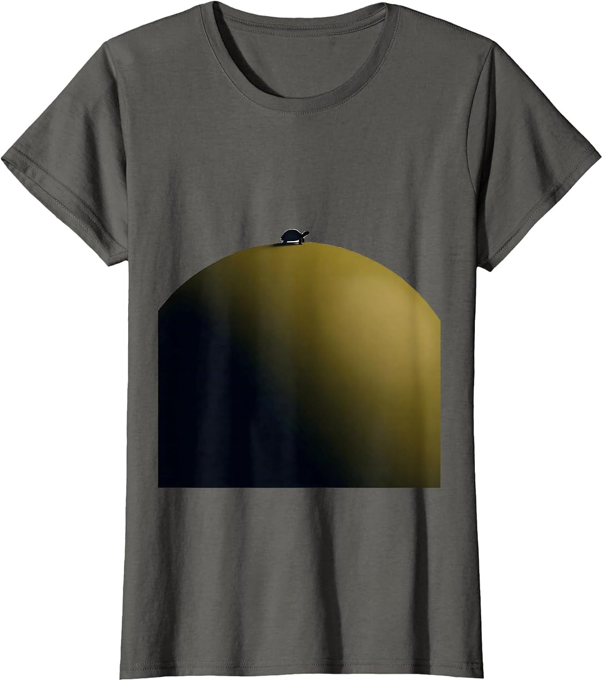 Women's Tiny Turtle Big Tortoise Shell Funny Animal Art T-Shirt - Asphalt Grey
