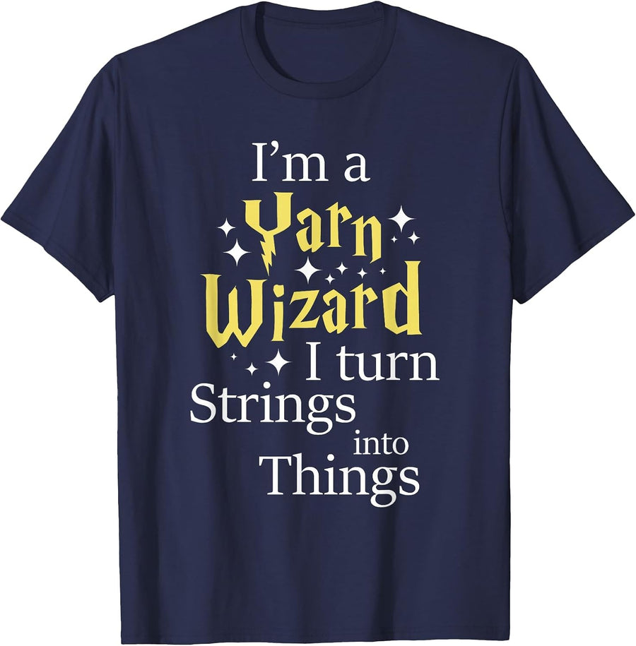 I'm A Yarn Wizard - Knitting Knitter Crocheting Crocheter T-Shirt - Navy Blue