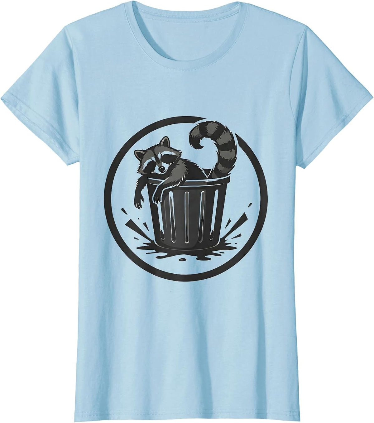 Trash Panda Raccoon Silhouette Drunk Humor Gag Gift T-Shirt - Baby Blue
