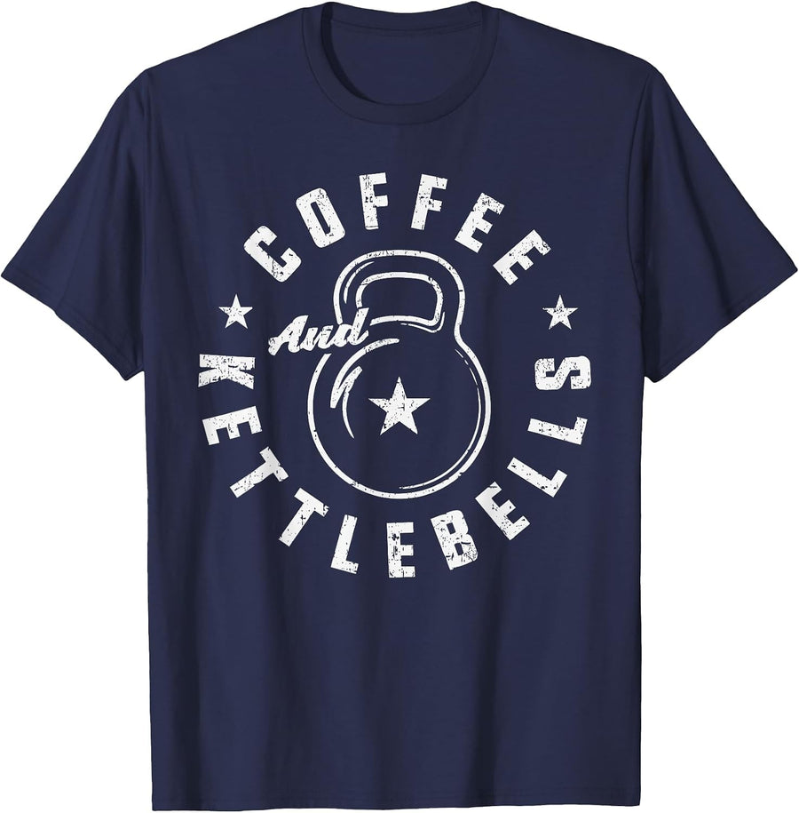 Coffee and Kettlebells T-Shirt - Navy Blue