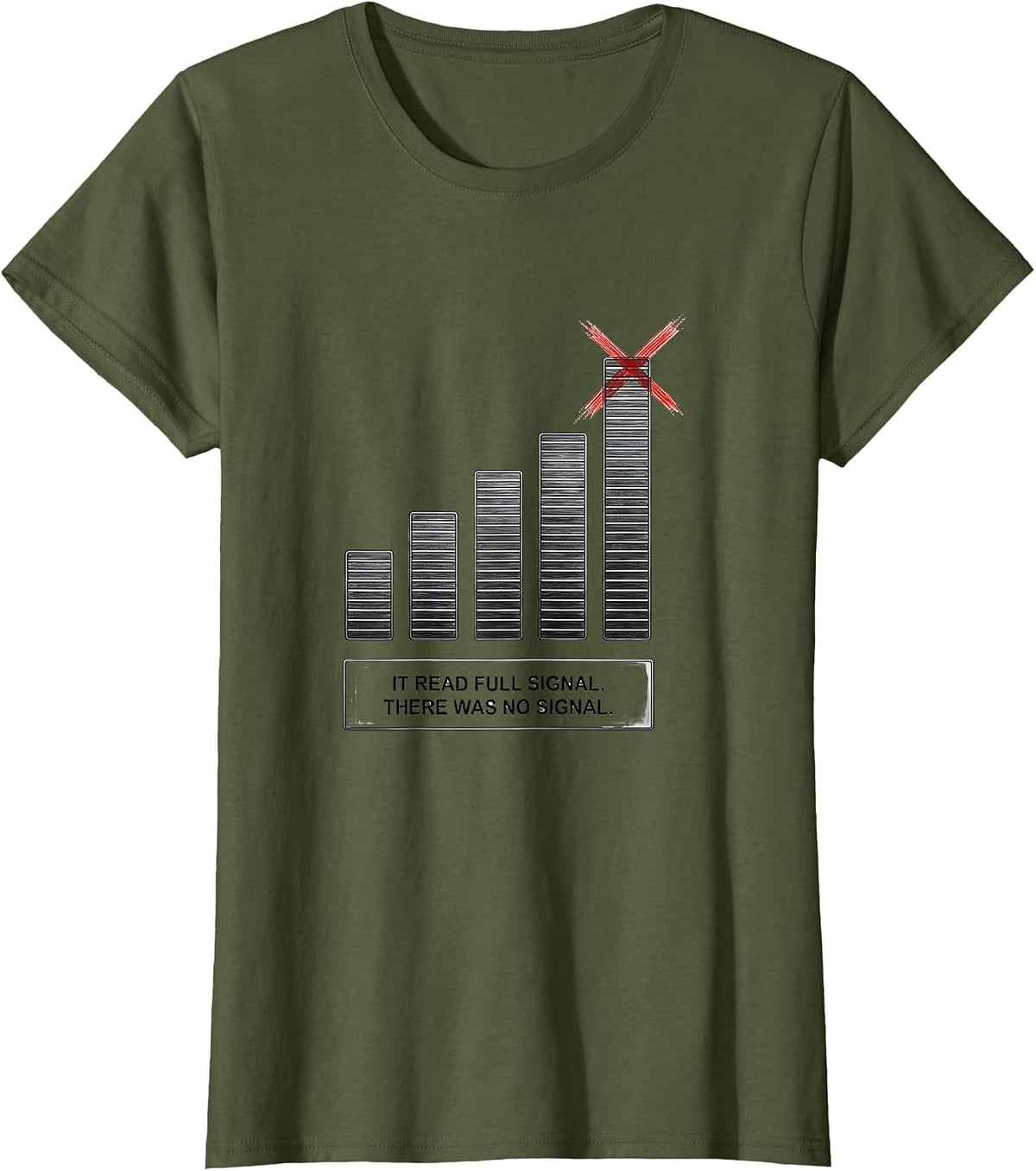 Women's It Read Full Signal There Was No Signal Funny IT Nerd T-Shirt - Olive Green