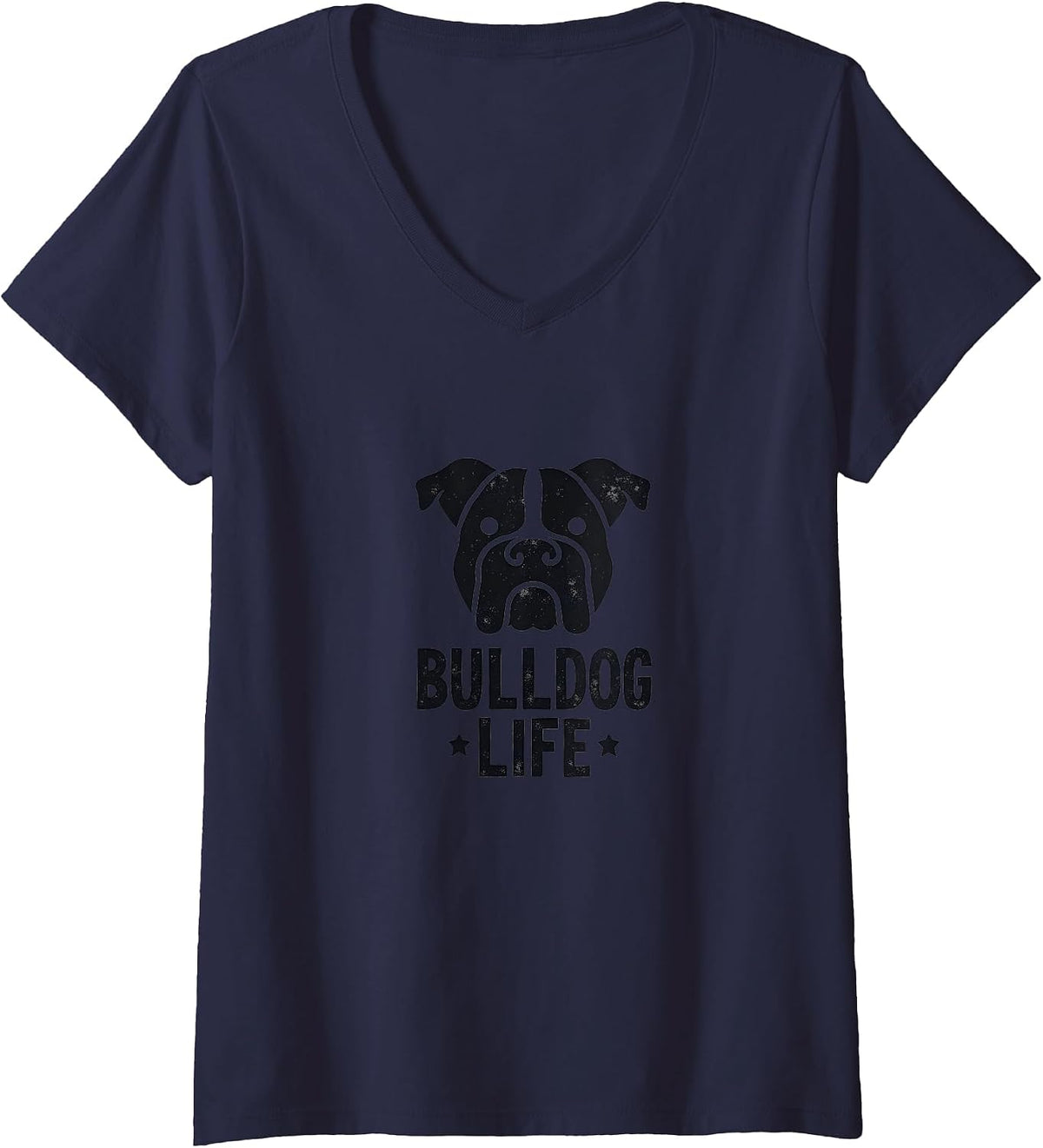 Women's Bulldog Strong: Tough Canine Companion for Dog Lovers V-Neck T-Shirt - Navy Blue