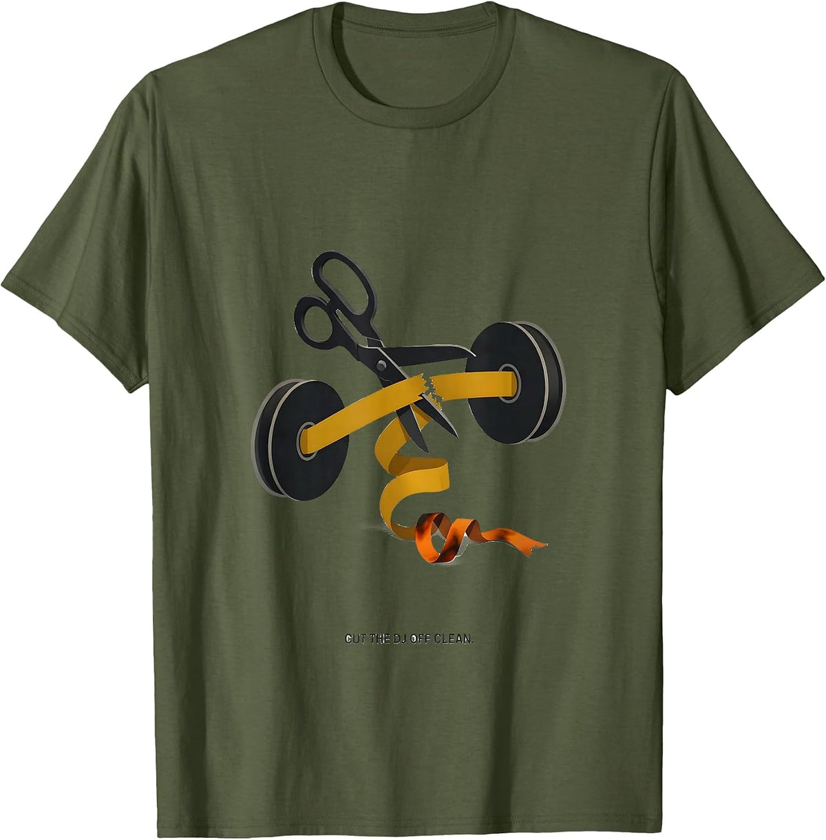 Men's Cut The DJ Off Clean Editorial Conceptual Old School Hip-Hop T-Shirt - Olive Green