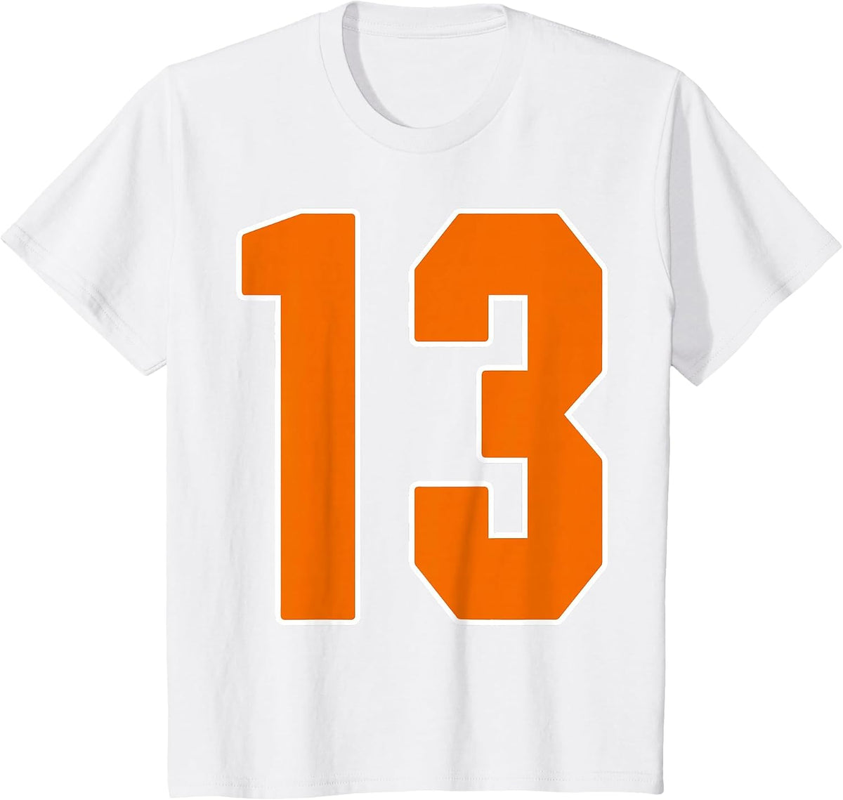 Orange Sports Number 13 Jersey Uniform Player Fan T-Shirt - White