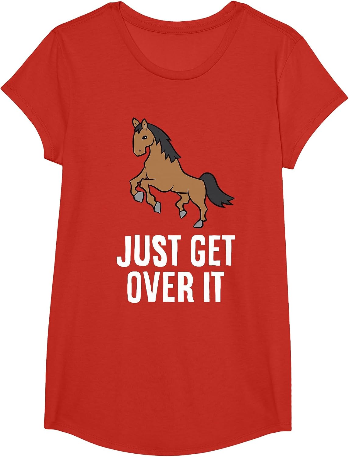 Hunter Jumper Horse Riding Show Jumping Just Get Over It T-Shirt - Girls Red