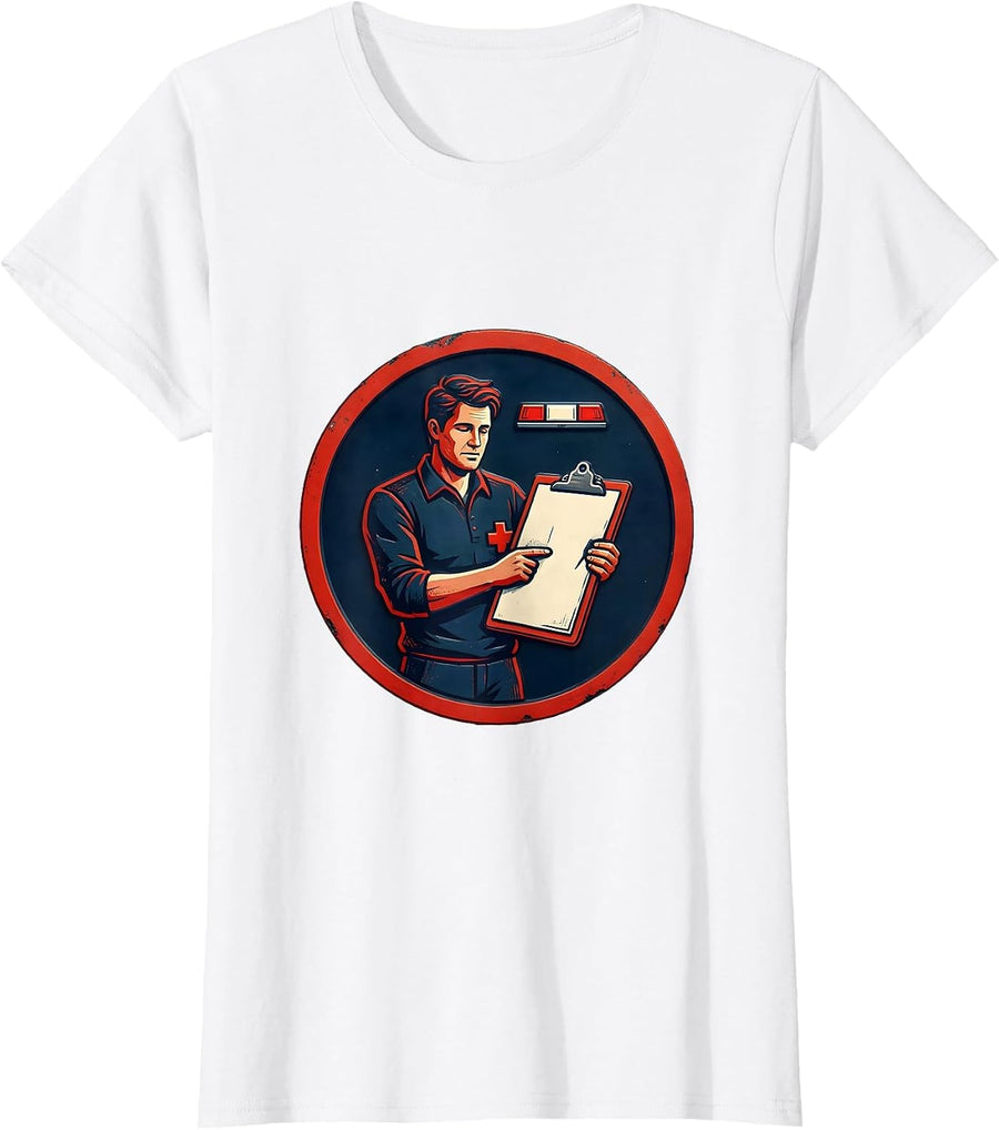 Women's EMT Mannequin Deadpan Humor Paramedic Gift T-Shirt - White