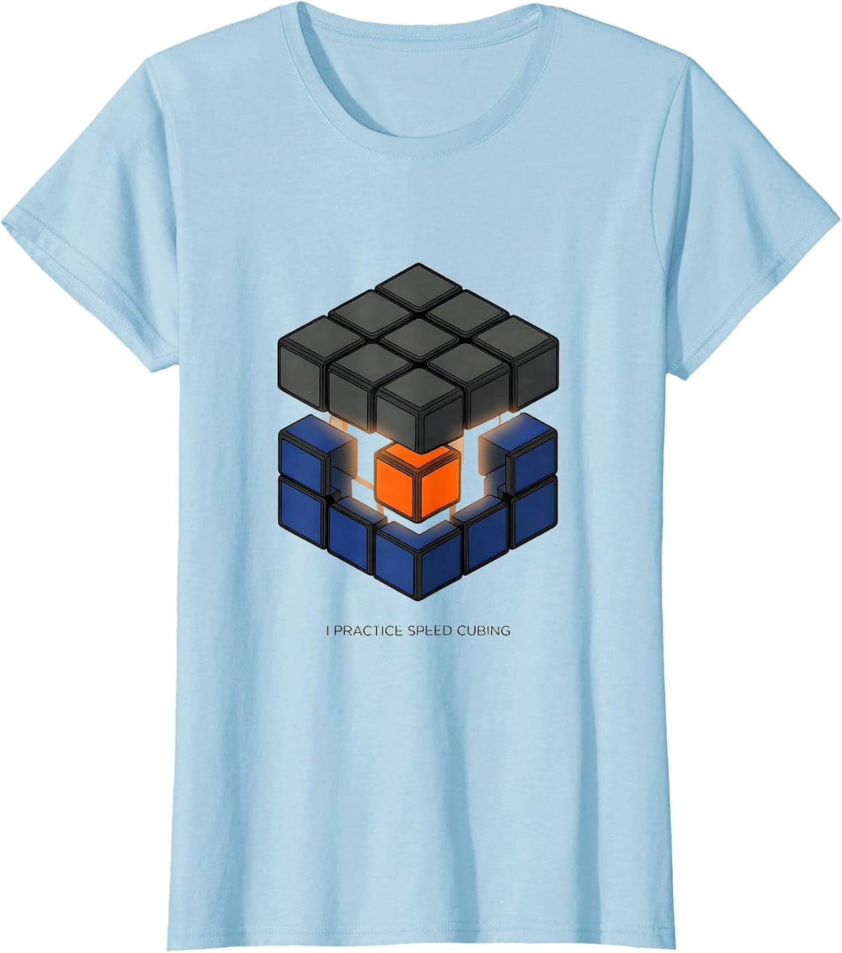 I Practice Speed Cubing Funny Speed Cubing Puzzle Lover T-Shirt - Baby Blue