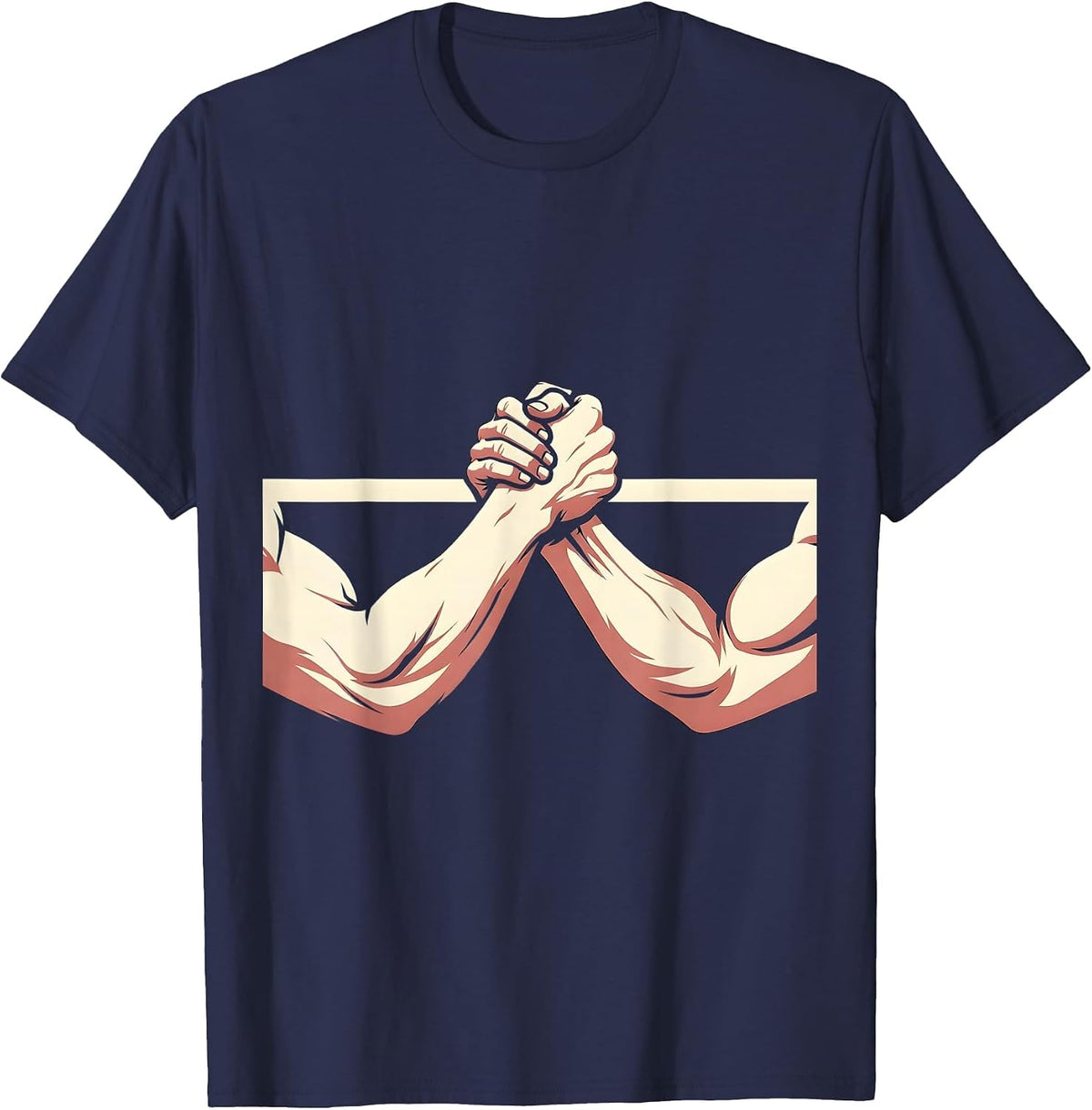 Border Arm Wrestling Political Graphic Tee T-Shirt - Navy Blue