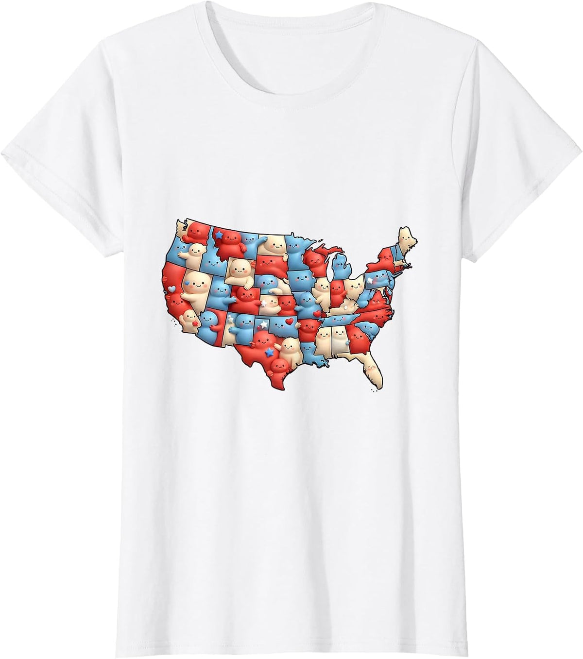 Patriot Day Kids USA Map Human Shape Design T-Shirt - White