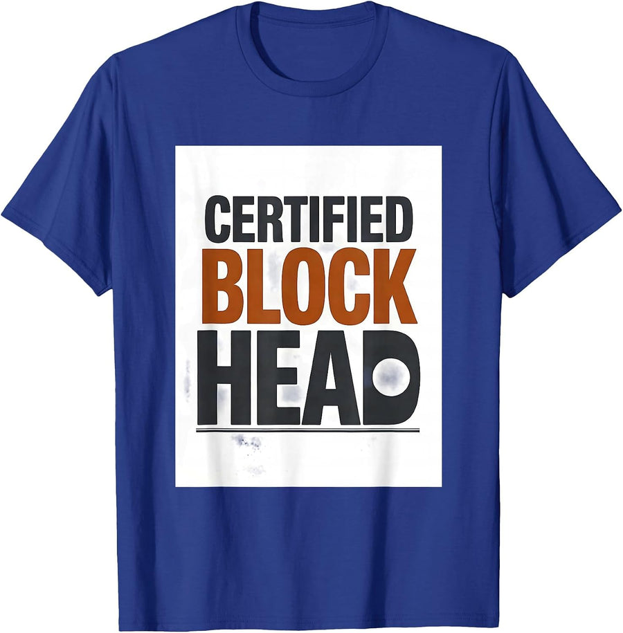 Men's Certified Block Head Funny Mechanic Garage Gift T-Shirt - Royal Blue