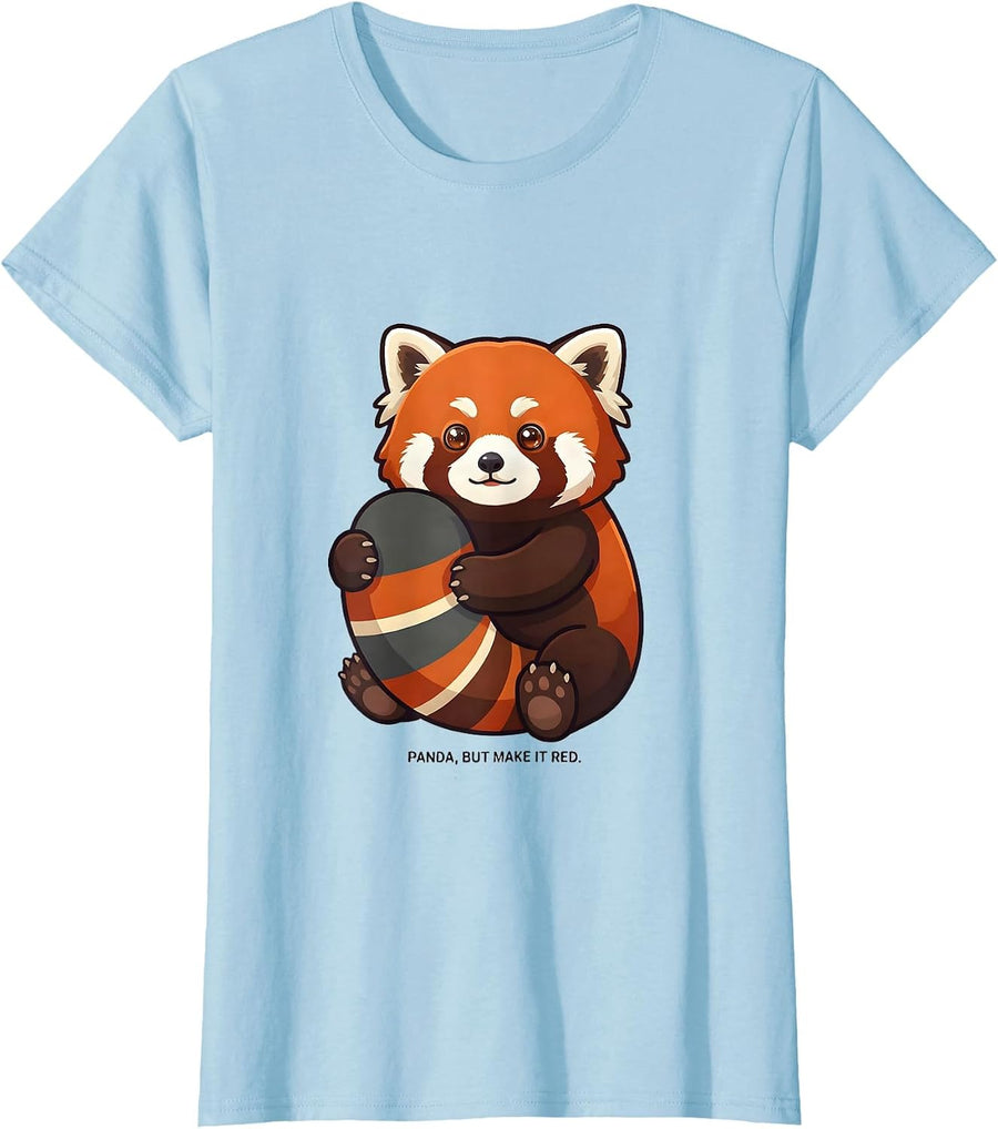 Women's Panda But Make It Red Cute Kawaii Animal Lover Gift T-Shirt - Baby Blue