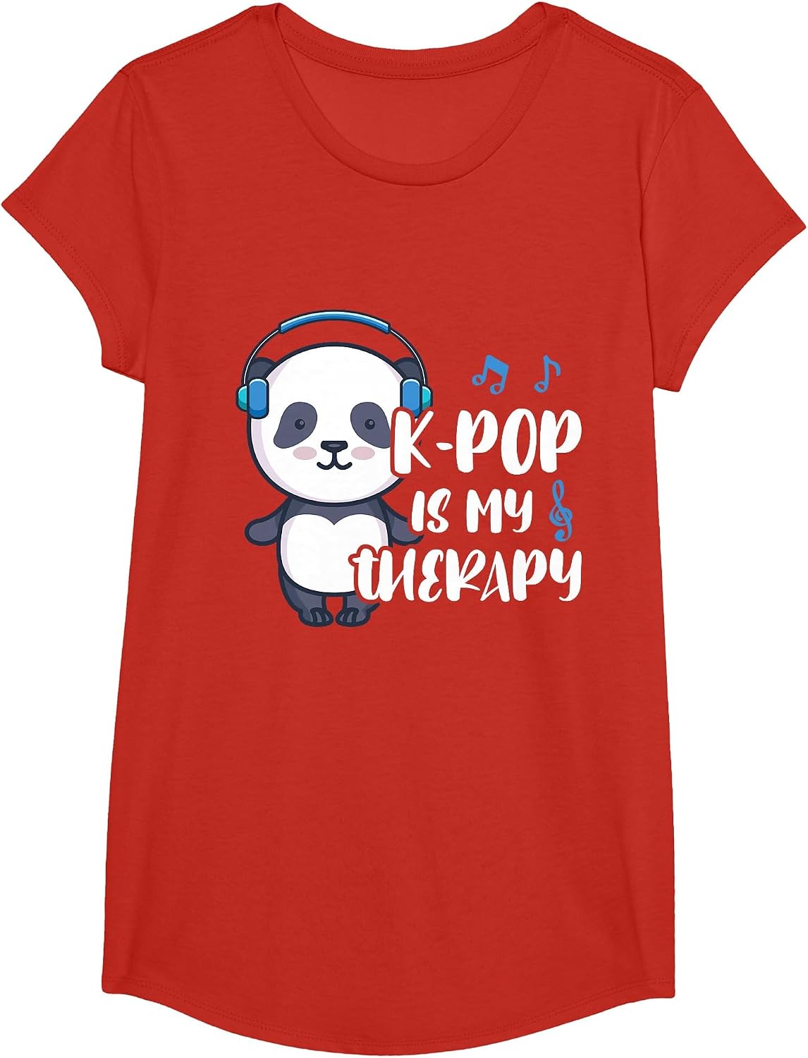 K-Pop is My Therapy K-Pop Panda Teens Panda Kpop Quote T-Shirt - Girls Red