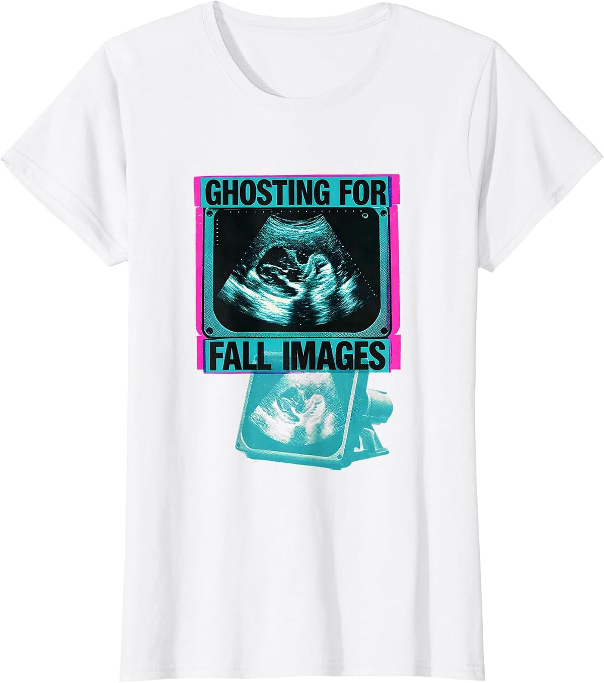 Ghosting For Fall Images Risograph Sonographer Halloween T-Shirt - White