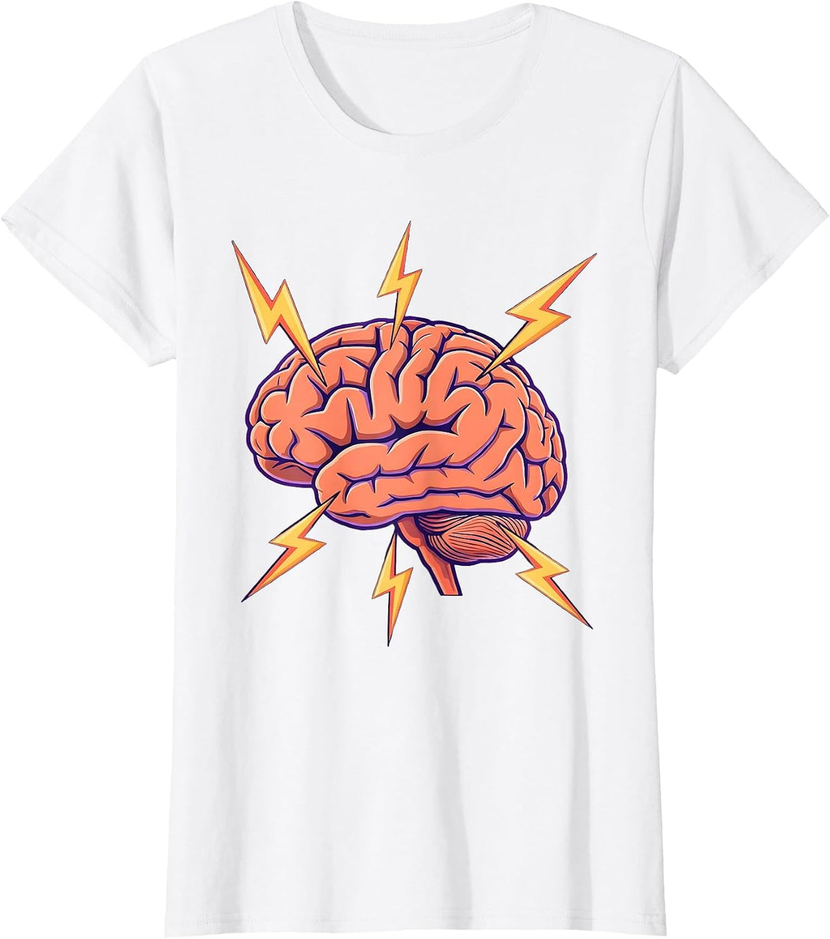ADHD Brain Lightning Bolt Illustration T-Shirt - White