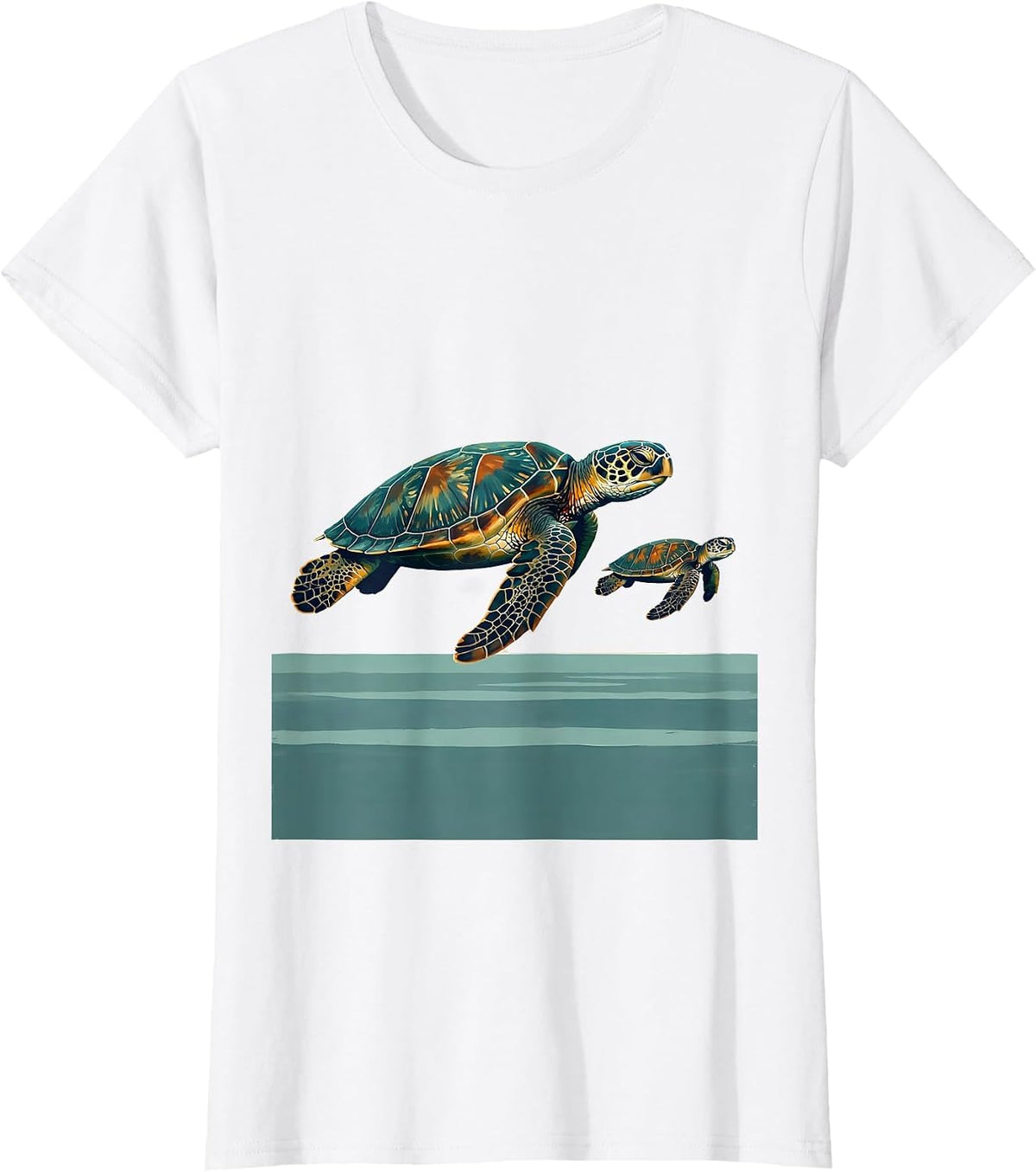 Women's Sea Turtle Family Vacation Souvenir Ocean Animal Artwork T-Shirt - White