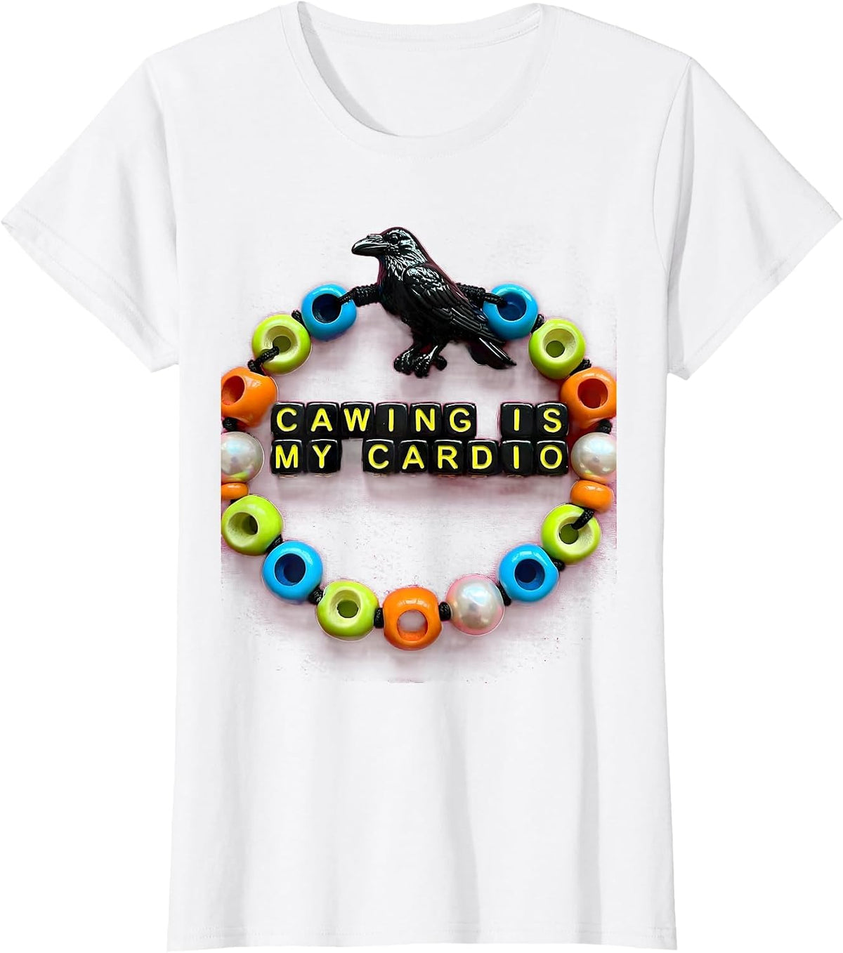 Cawing Is My Cardio Crow Bird Lover Design T-Shirt - White
