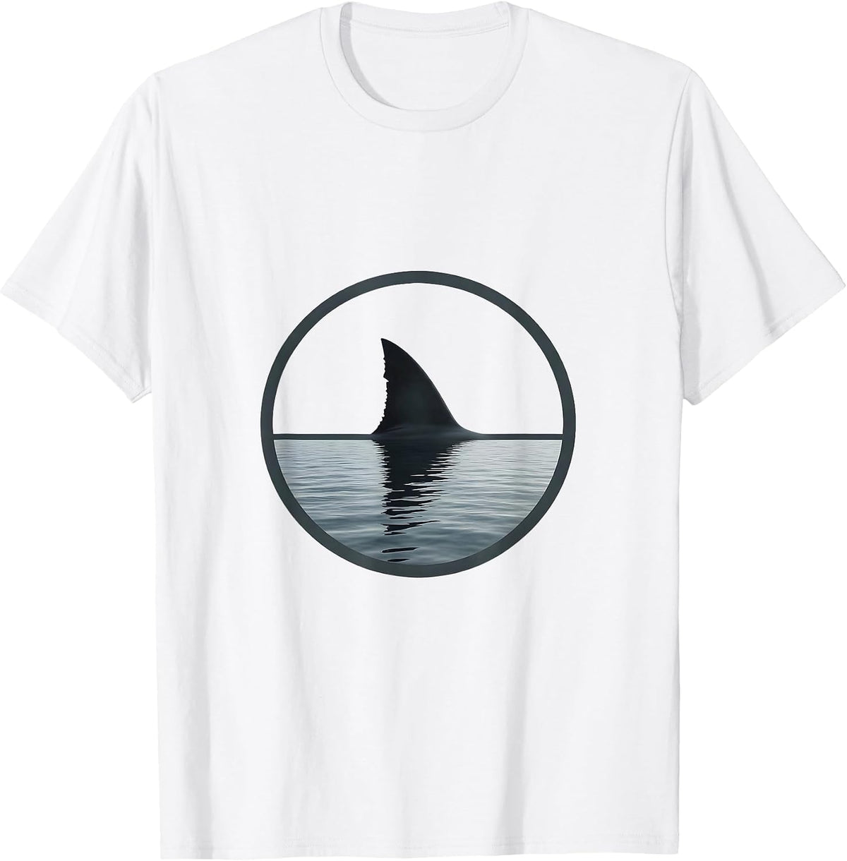 Shark Fin Cutting Through Calm Water T-Shirt - White