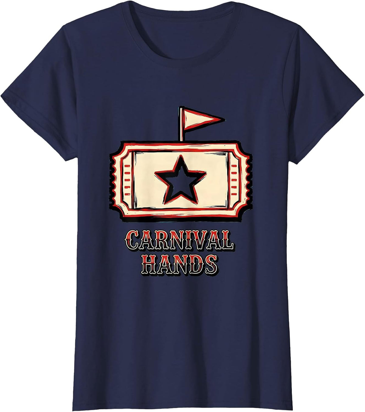 Women's Carnival Hands Sign Painter Showcard Circus Crew Birthday T-Shirt - Navy Blue