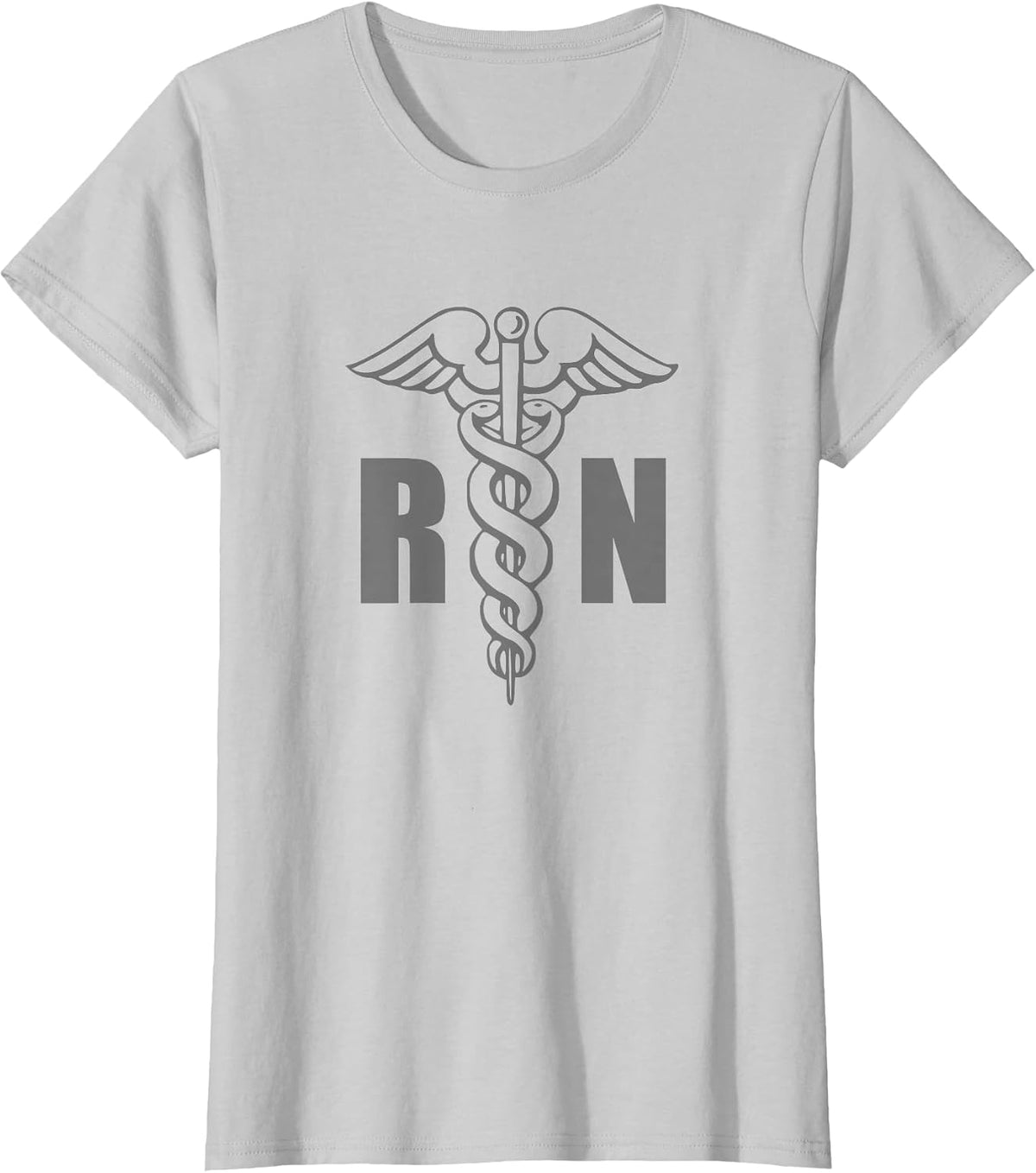 RN Nurse Medical Symbol Caduceus Nursing Grey Design T-Shirt - Silver Grey