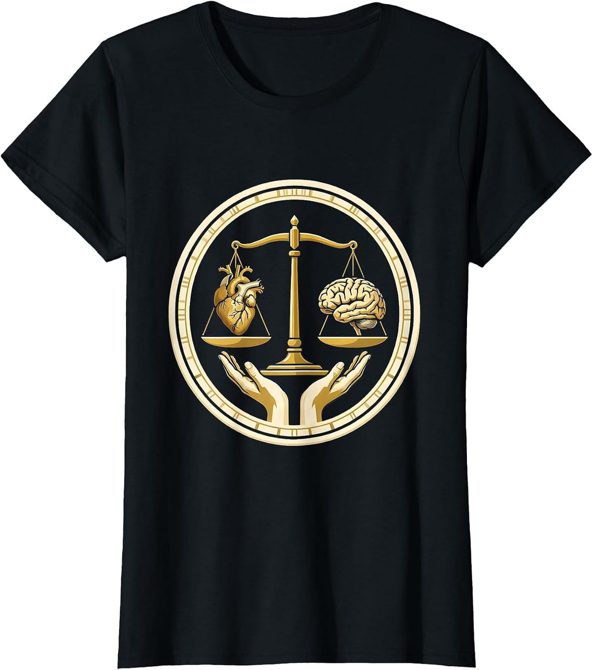 Occupational Therapy Balance Scale Heart Brain T-Shirt - Black