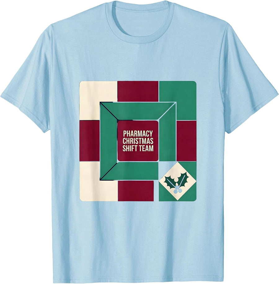 Men's Pharmacy Christmas Shift Team Funny Pharmacy Tech Squad T-Shirt - Baby Blue