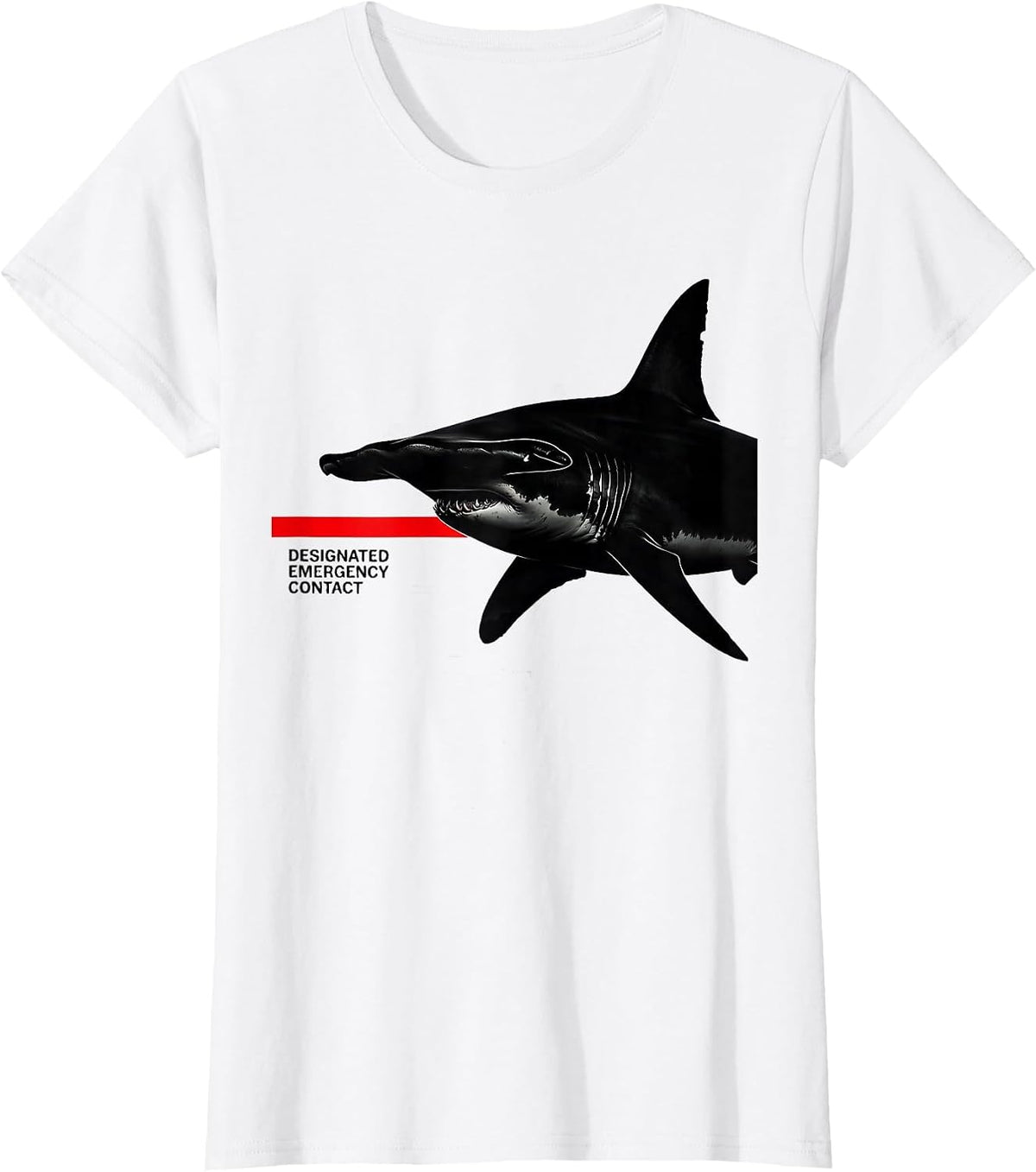 Women's Designated Emergency Contact Funny Shark Lover Ocean T-Shirt - White