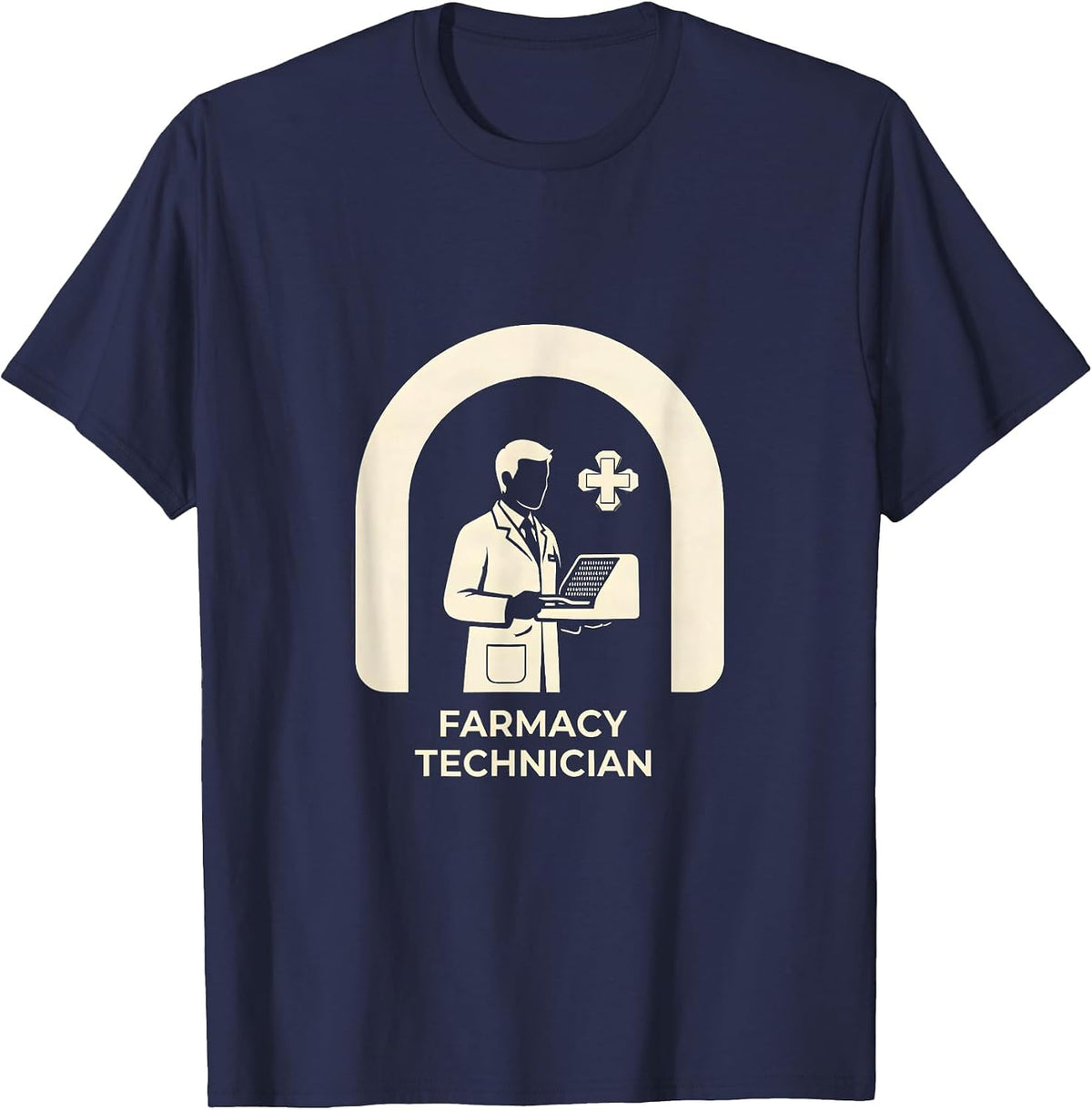 Men's Farmacy Technician Funny Pharmacy Tech Pun Workplace Humor T-Shirt - Navy Blue