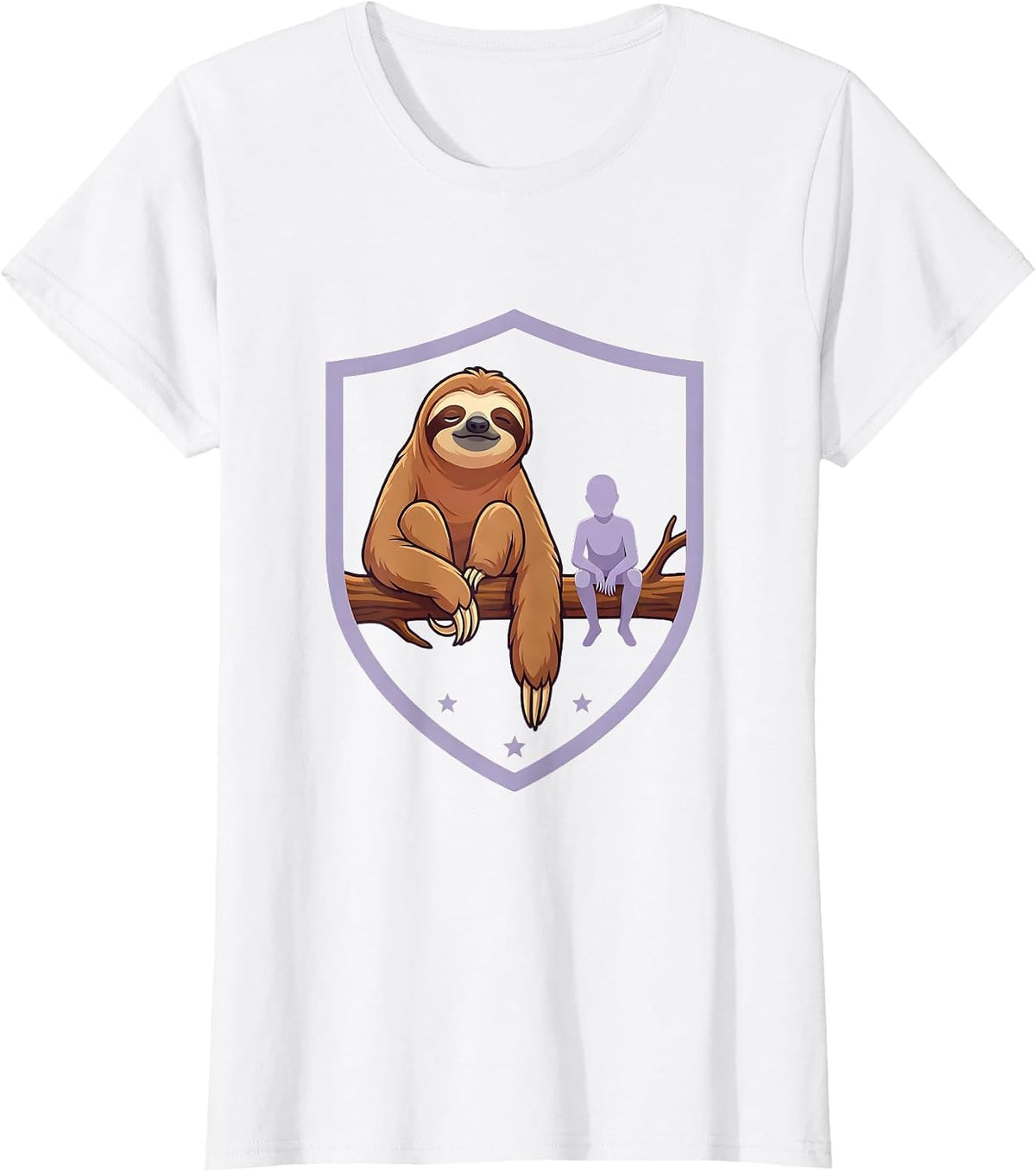 Sloth Shield Funny Animal Lover Novelty Gift T-Shirt - White