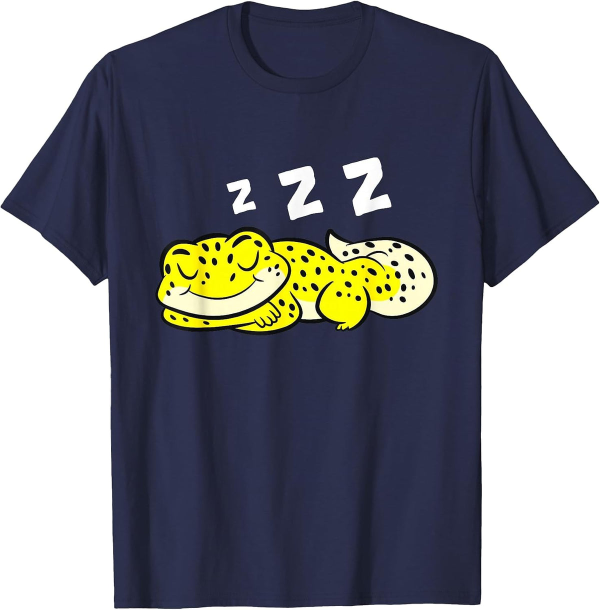 Leopard Gecko Reptile Lizard Sleeping Leopard Gecko Pajama T-Shirt - Navy Blue