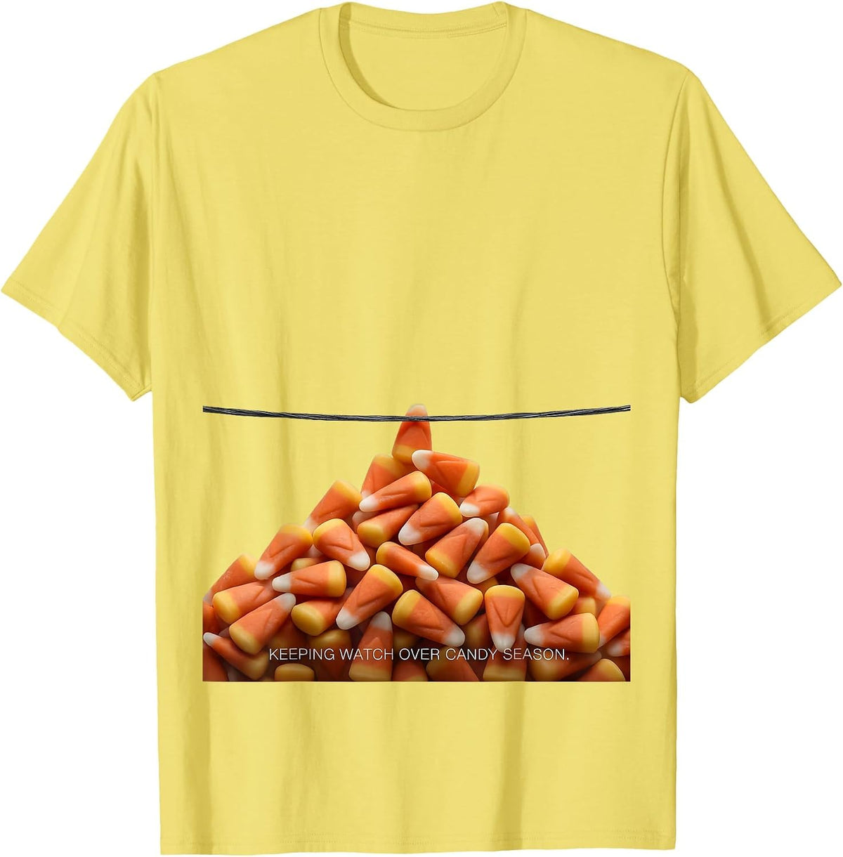 Men's Keeping Watch Over Candy Season Funny Dental Hygienist T-Shirt - Lemon Yellow