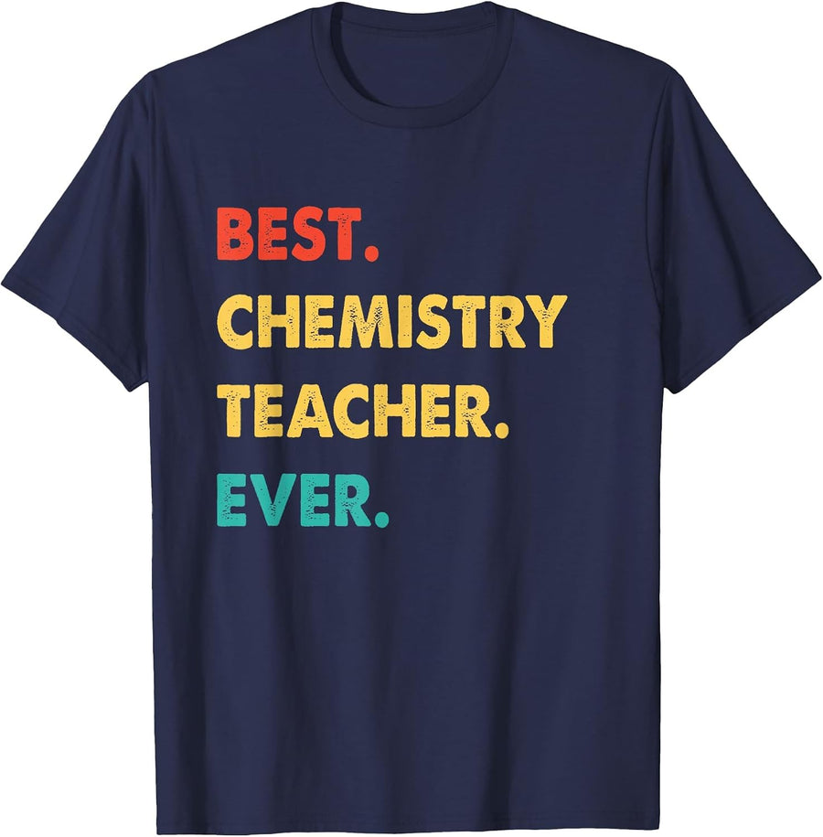 Retro Best Chemistry Teacher Ever T-Shirt - Navy Blue