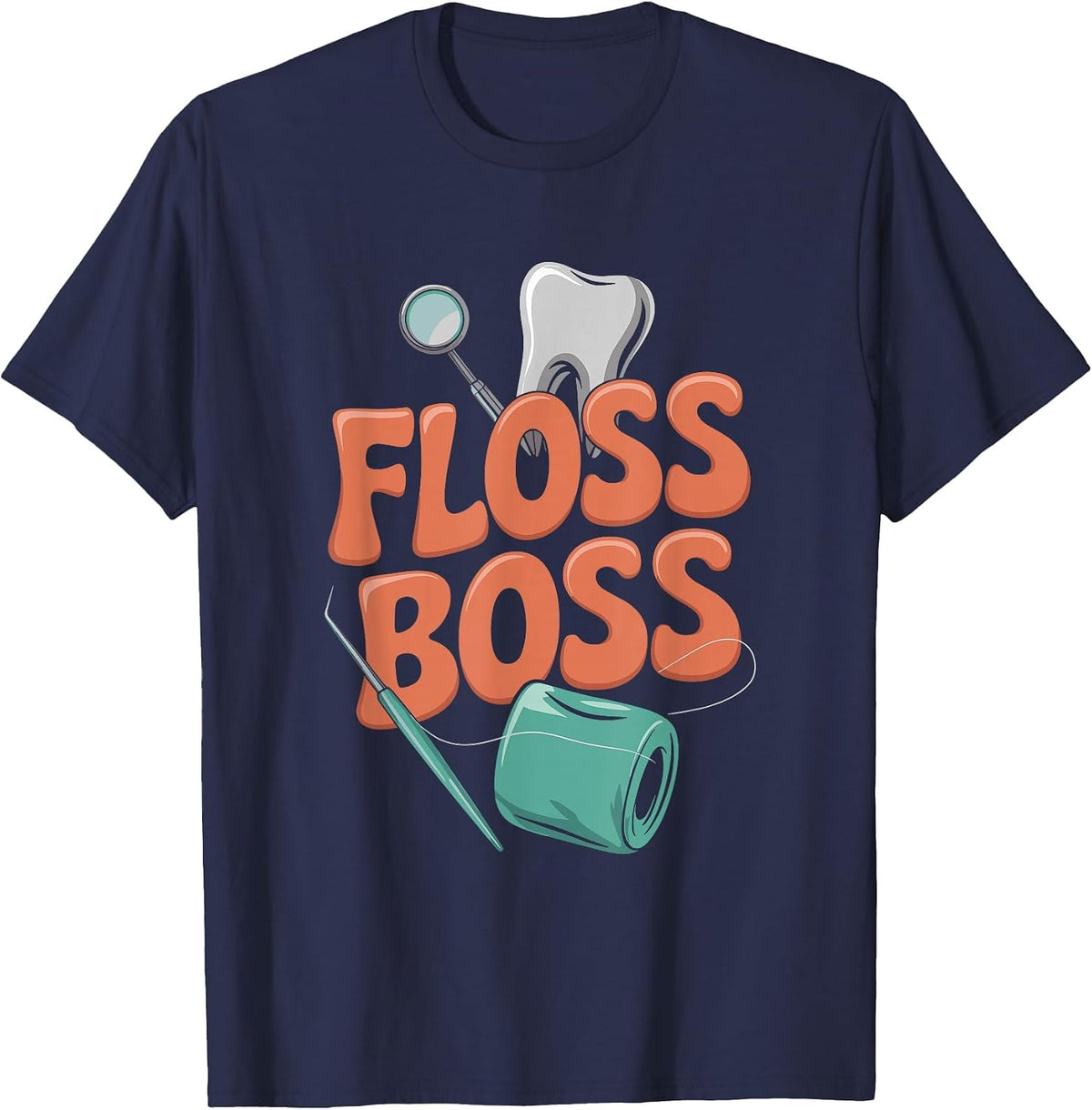 Floss Boss Oral Hygiene Enthusiast T-Shirt - Navy Blue