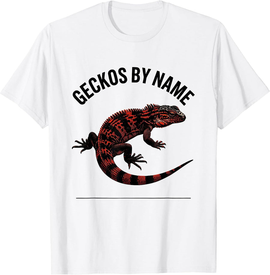 Men's Geckos By Name Reptile Lover Herpetology Enthusiast T-Shirt - White