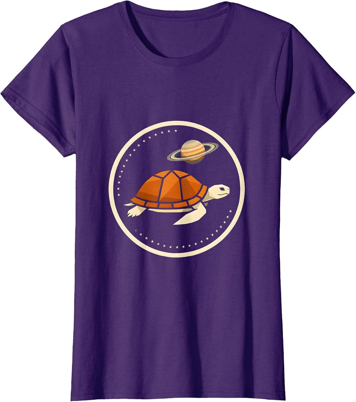 Women's Astronaut Turtle Drifting Through Outer Space T-Shirt - Purple