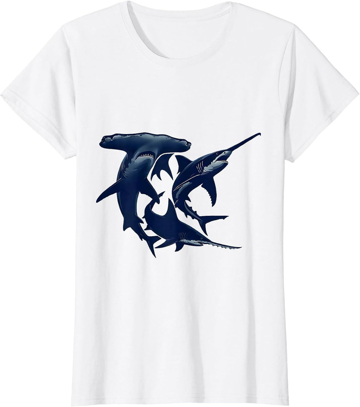 Shark Species Silhouette Marine Biology Enthusiast Gift T-Shirt - White