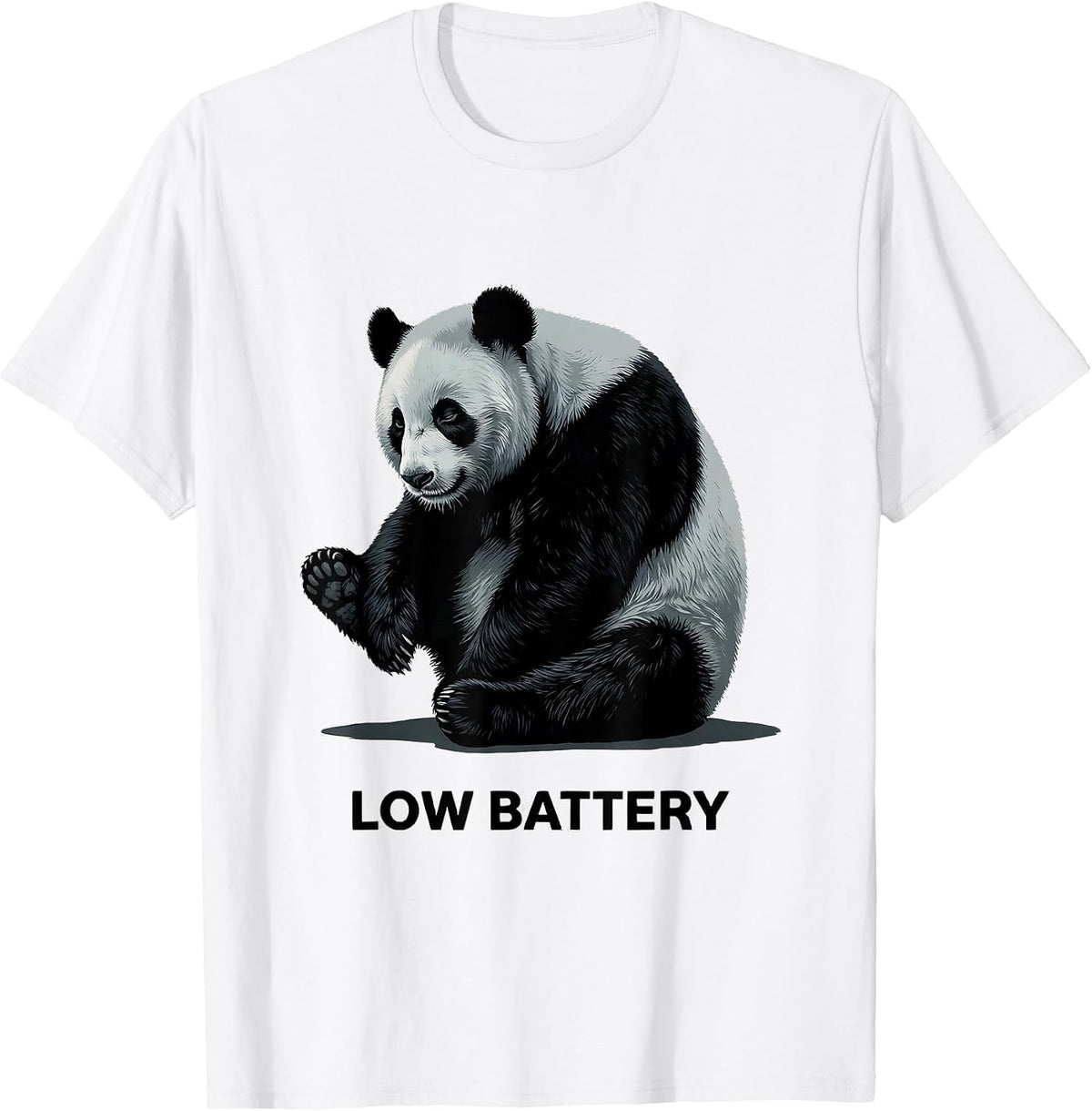 Men's Low Battery Funny Panda Bear Animal Lover Humor T-Shirt - White